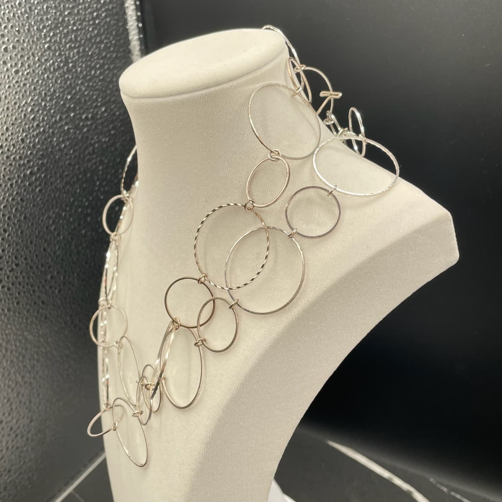 Vintage Silver-Tone Lobster Geometric Statement Cluster Multi-Strand Ring Link - Thumbnail 8