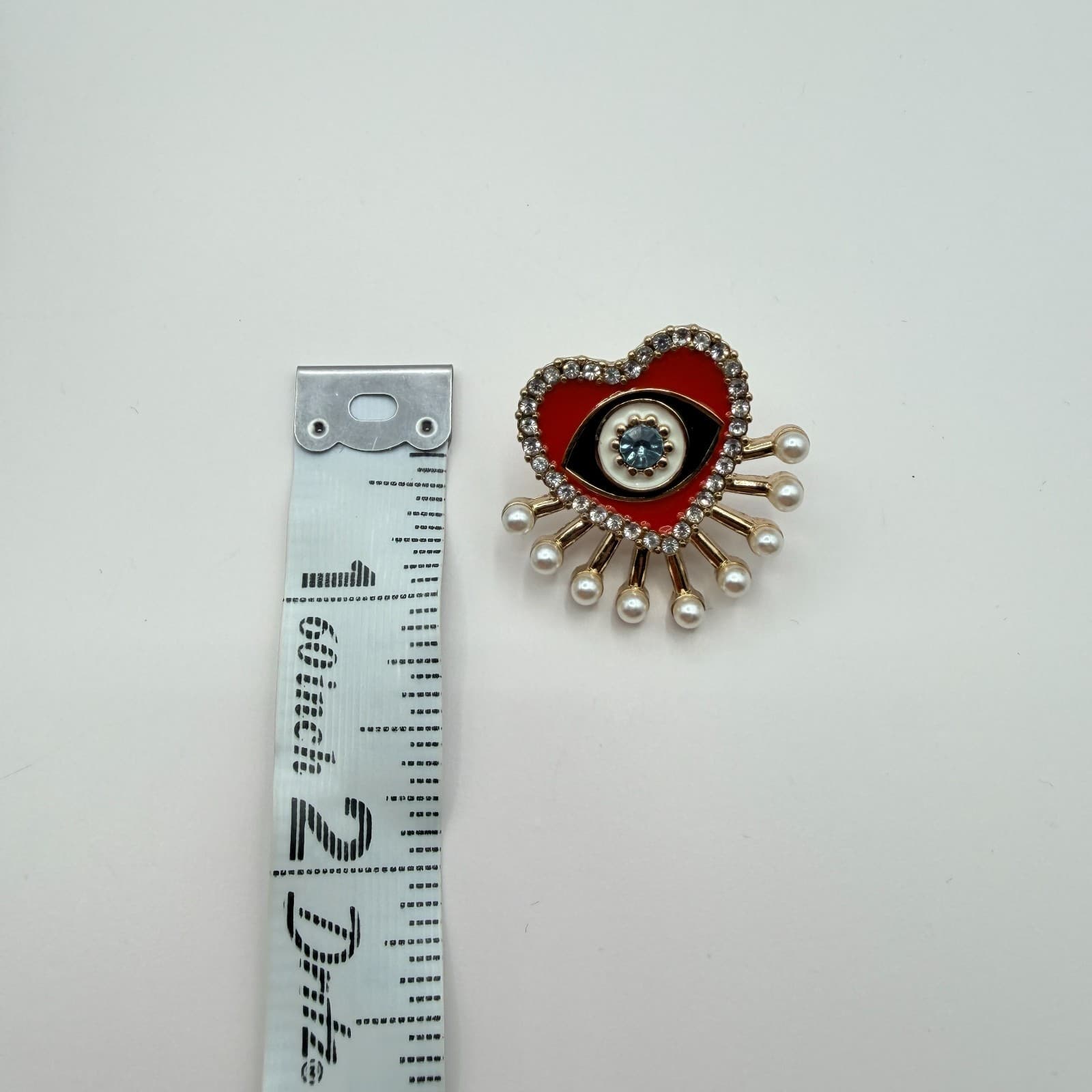 Vintage 90s SUGARFIX Red Heart Evil Eye Pearl Drop Earrings Fashion Jewelry - Thumbnail 10
