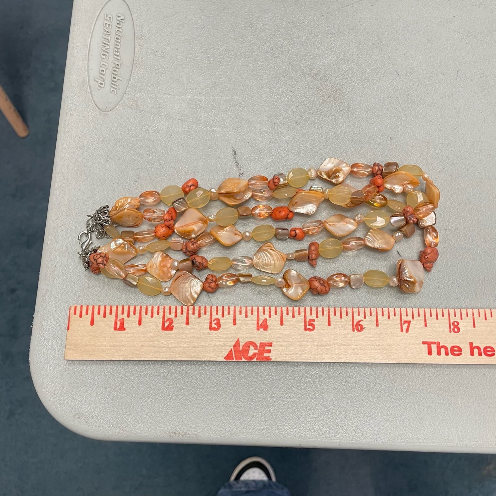 Vintage Dyed Mother-of-Pearl Sea Shell Rock Lobster Beaded Necklace - 19" - Thumbnail 10