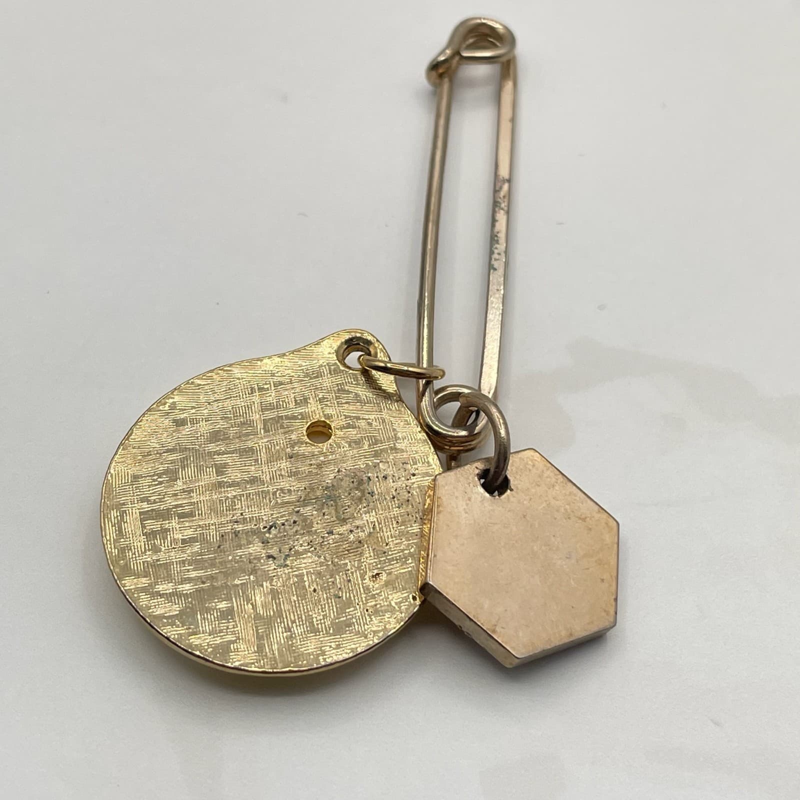 Vintage Gold-Tone Safety Lapel Pin Custom Photo Charm with Picture 60s - Thumbnail 14