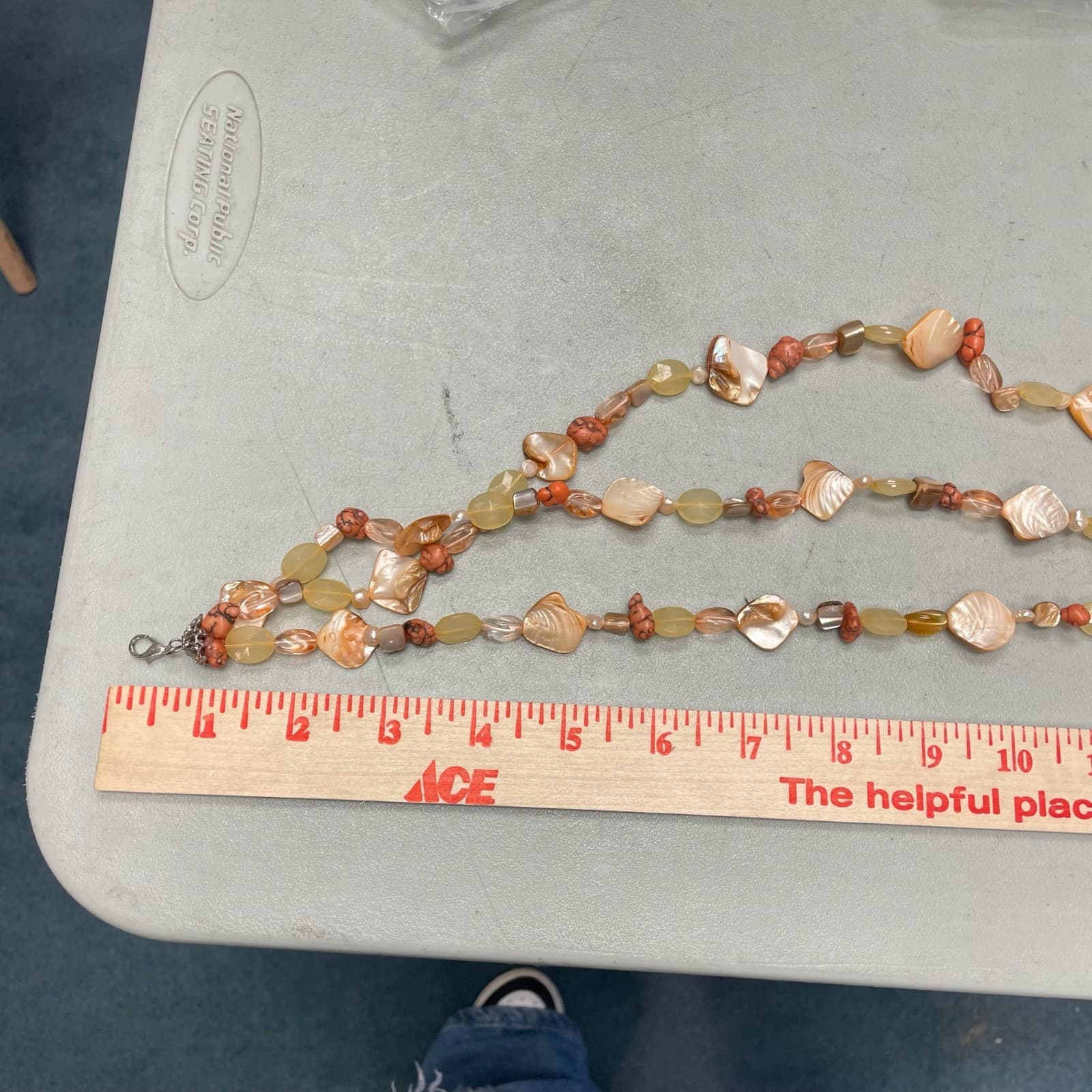 Vintage Dyed Mother-of-Pearl Sea Shell Rock Lobster Beaded Necklace - 19" - Thumbnail 11