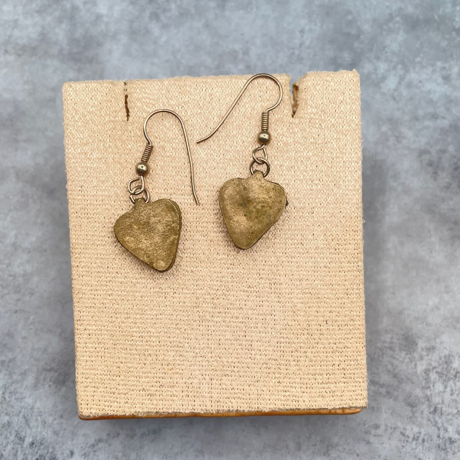 Vintage Style Boho Brass Tone Dangle Hook Lapis Lazuli Heart Drop Earrings - Thumbnail 8