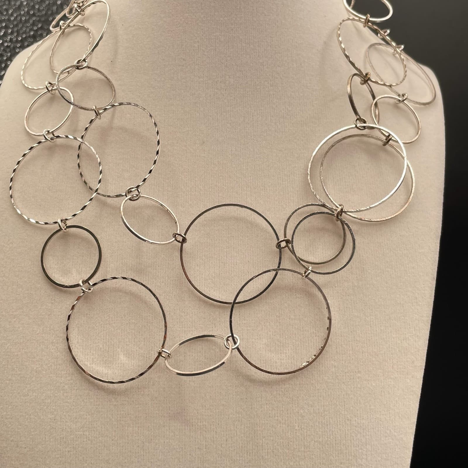 Vintage Silver-Tone Lobster Geometric Statement Cluster Multi-Strand Ring Link - Thumbnail 2