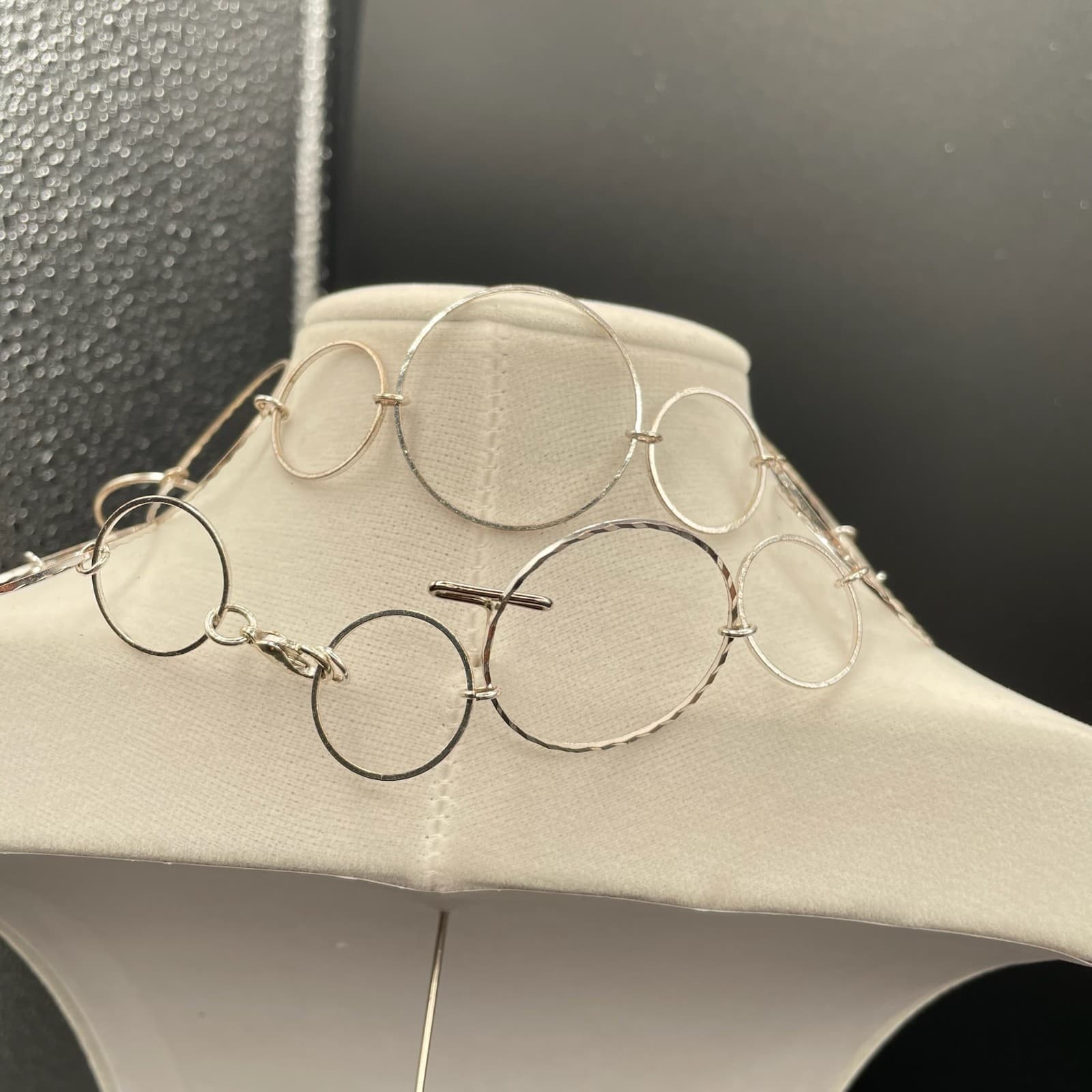 Vintage Silver-Tone Lobster Geometric Statement Cluster Multi-Strand Ring Link - Thumbnail 10