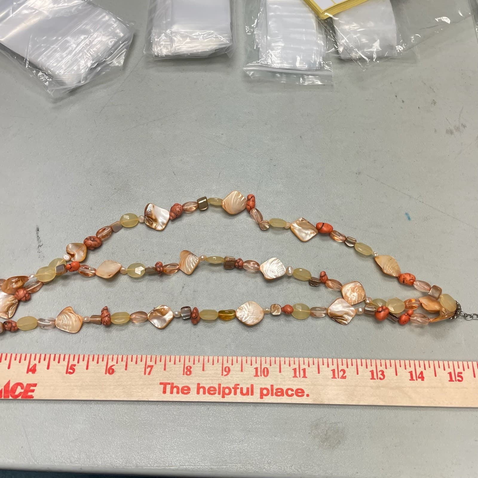 Vintage Dyed Mother-of-Pearl Sea Shell Rock Lobster Beaded Necklace - 19" - Thumbnail 12