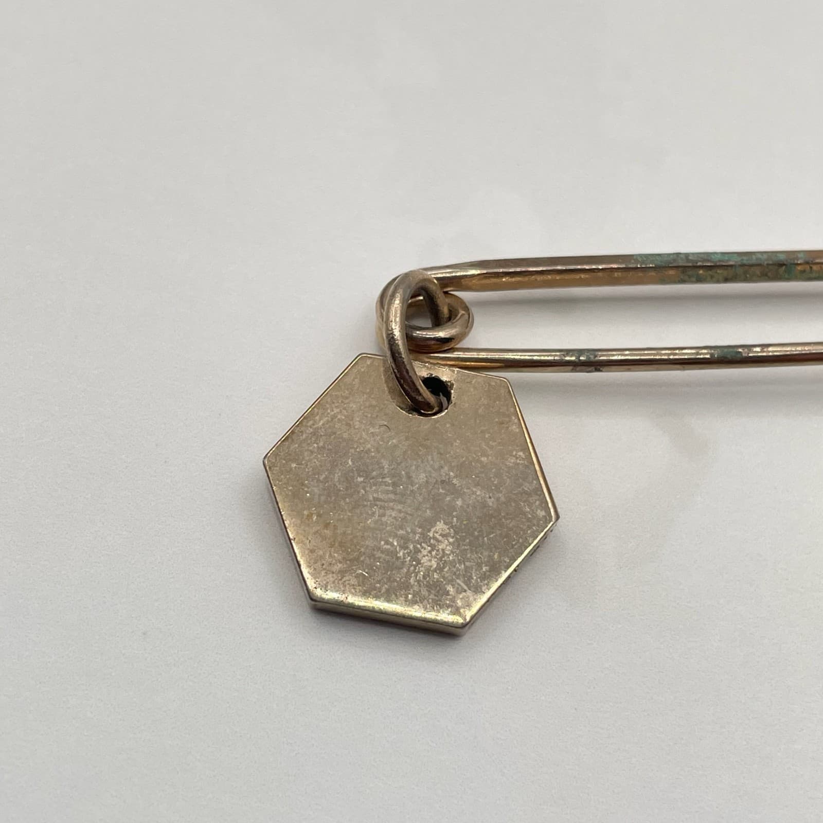 Vintage Gold-Tone Safety Lapel Pin Custom Photo Charm with Picture 60s - Thumbnail 7