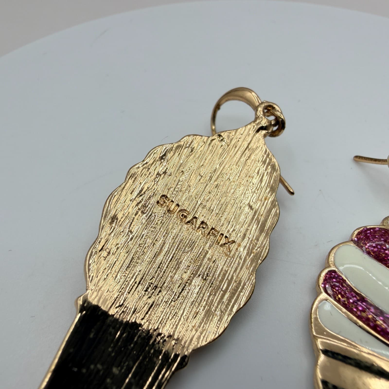 Vintage 90s SUGARFIX Enamel Ice Cream Cone Dangle Earrings Fashion Jewelry - Thumbnail 7