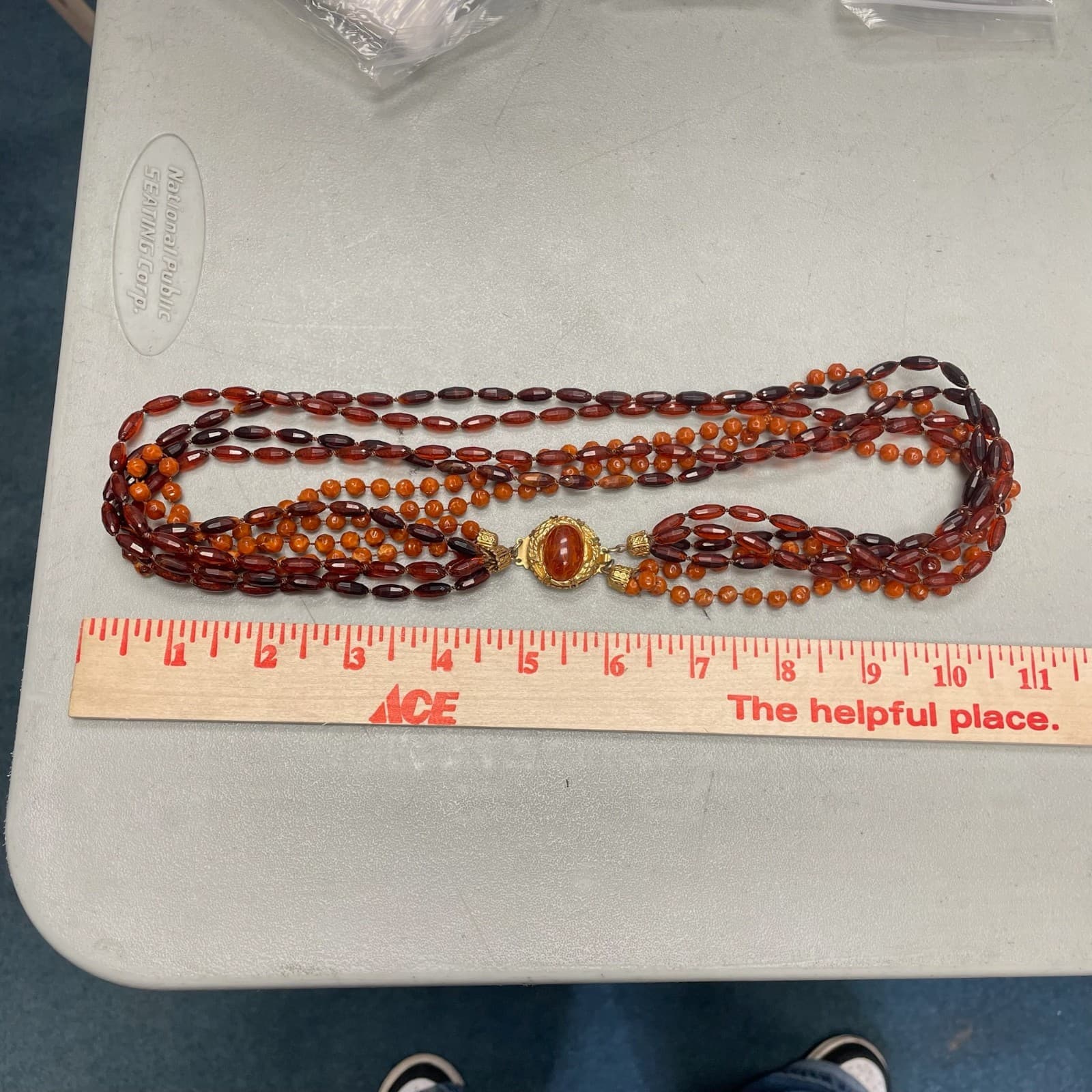 Vintage Amber Stone Gold-Toned Beaded Multi-Strand Classic Convertible Necklace - Thumbnail 17