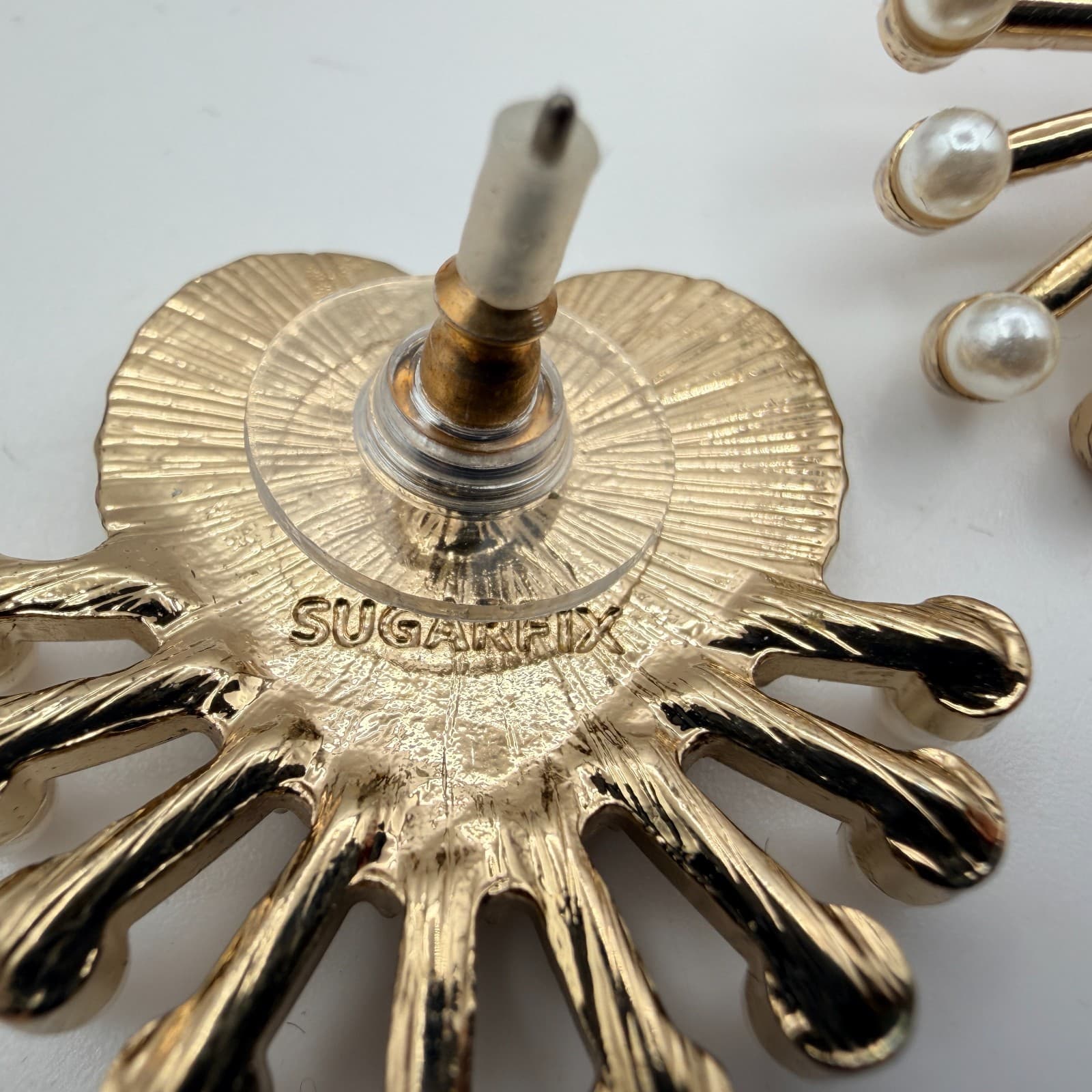 Vintage 90s SUGARFIX Red Heart Evil Eye Pearl Drop Earrings Fashion Jewelry - Thumbnail 8