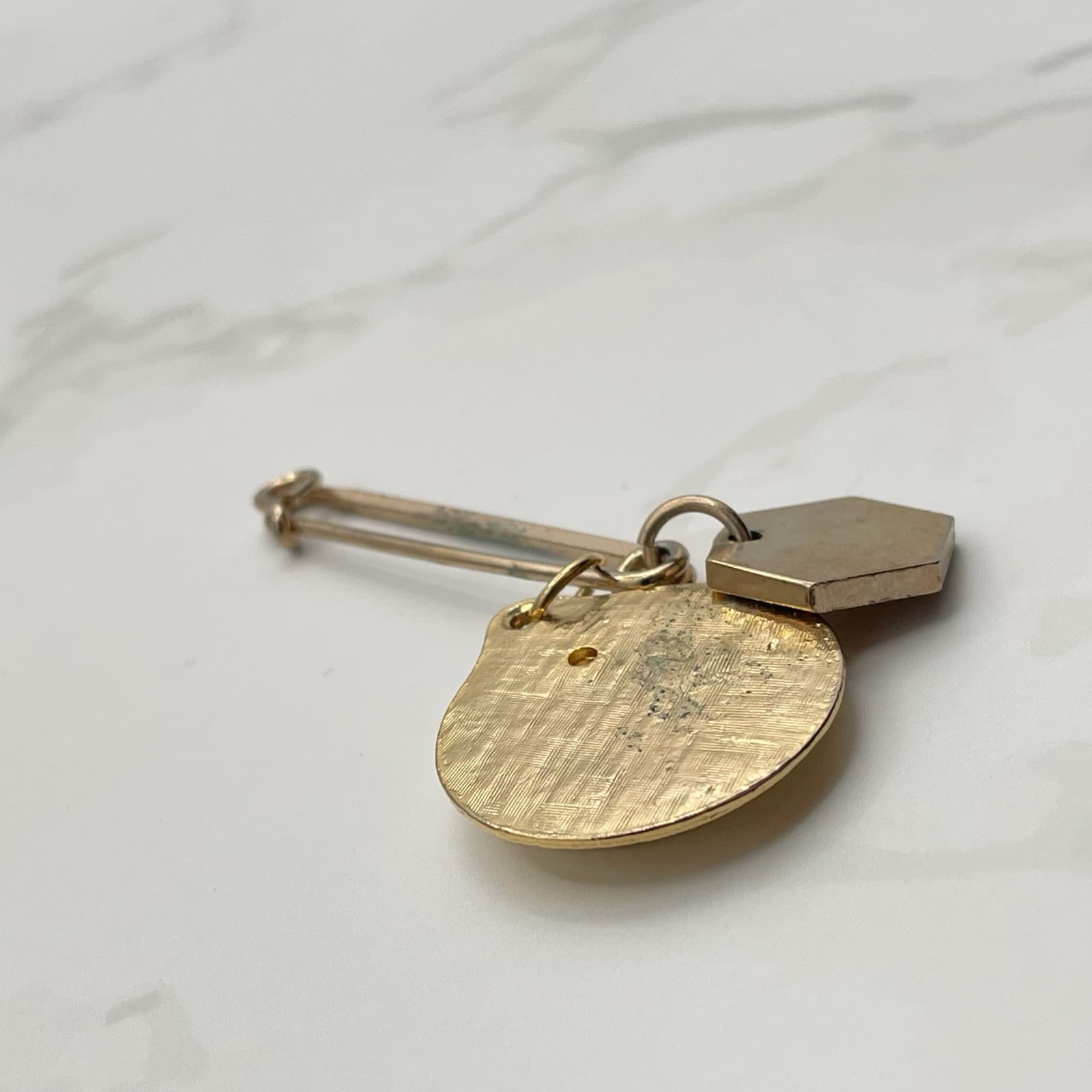 Vintage Gold-Tone Safety Lapel Pin Custom Photo Charm with Picture 60s - Thumbnail 16