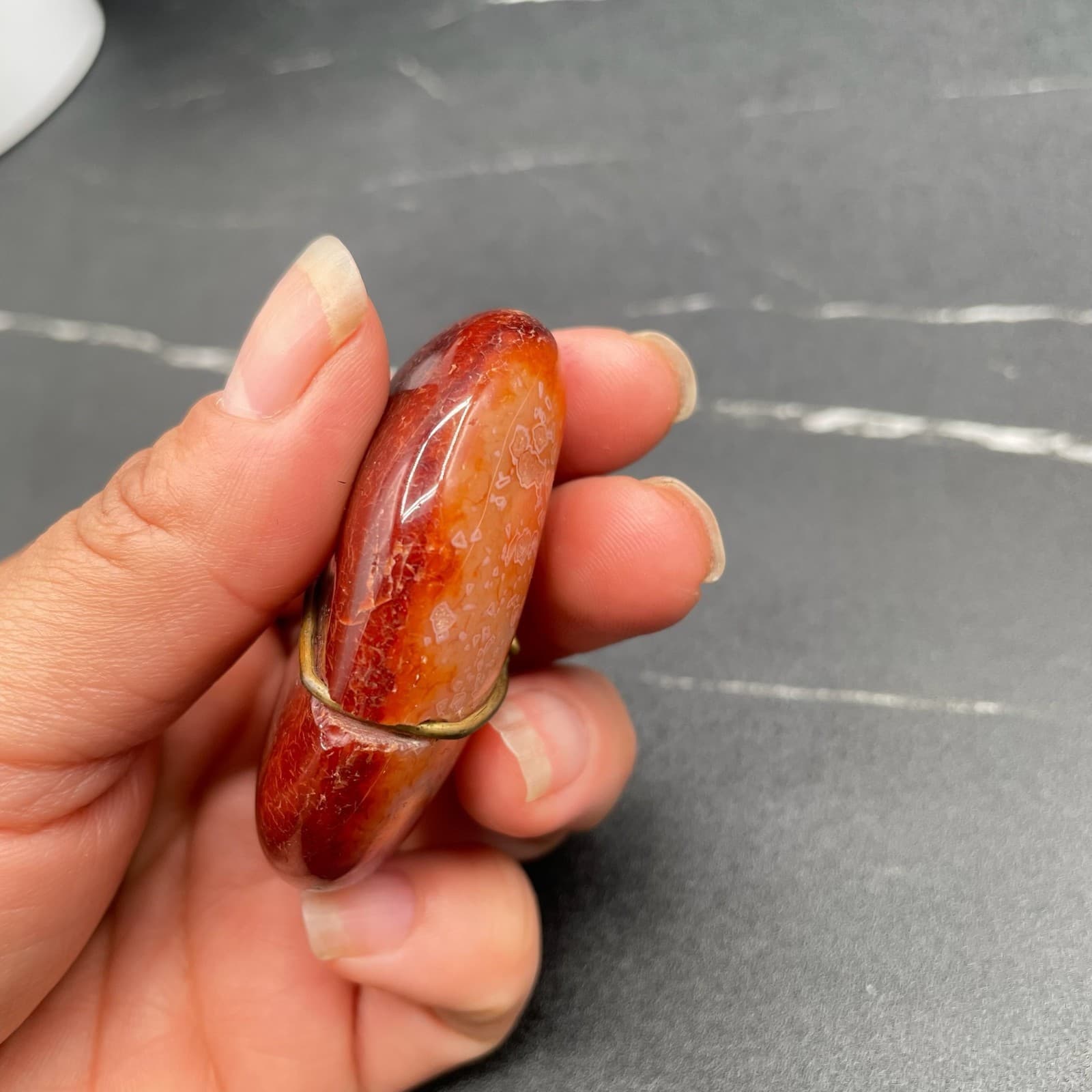 Vintage Carnelian Agate Polished Reddish-Orange Chalcedony Collectible Gemstone - Thumbnail 5