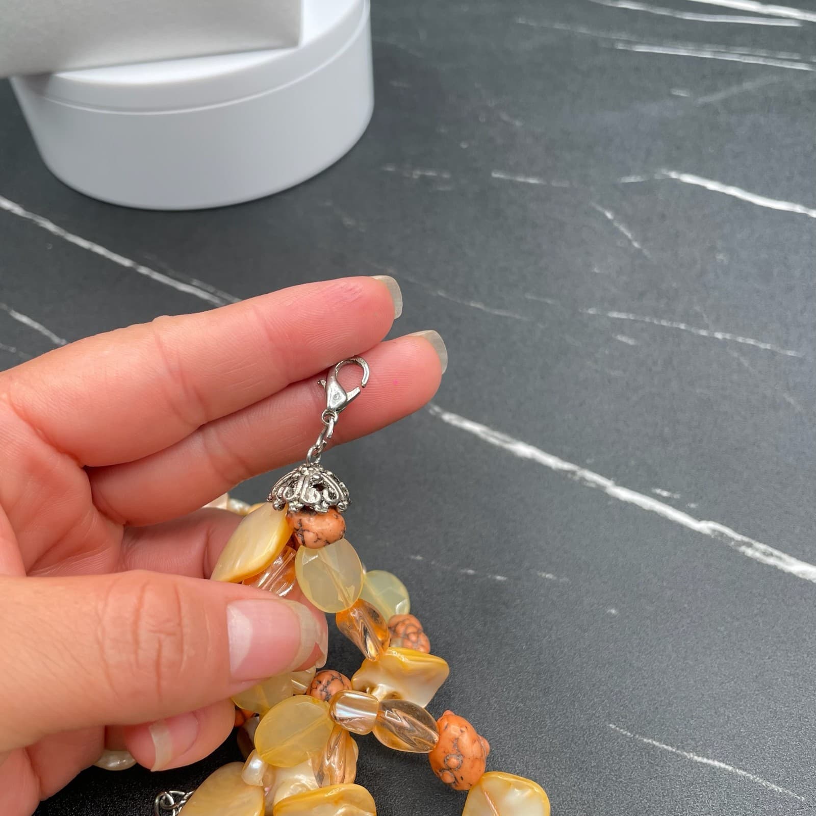 Vintage Dyed Mother-of-Pearl Sea Shell Rock Lobster Beaded Necklace - 19" - Thumbnail 15