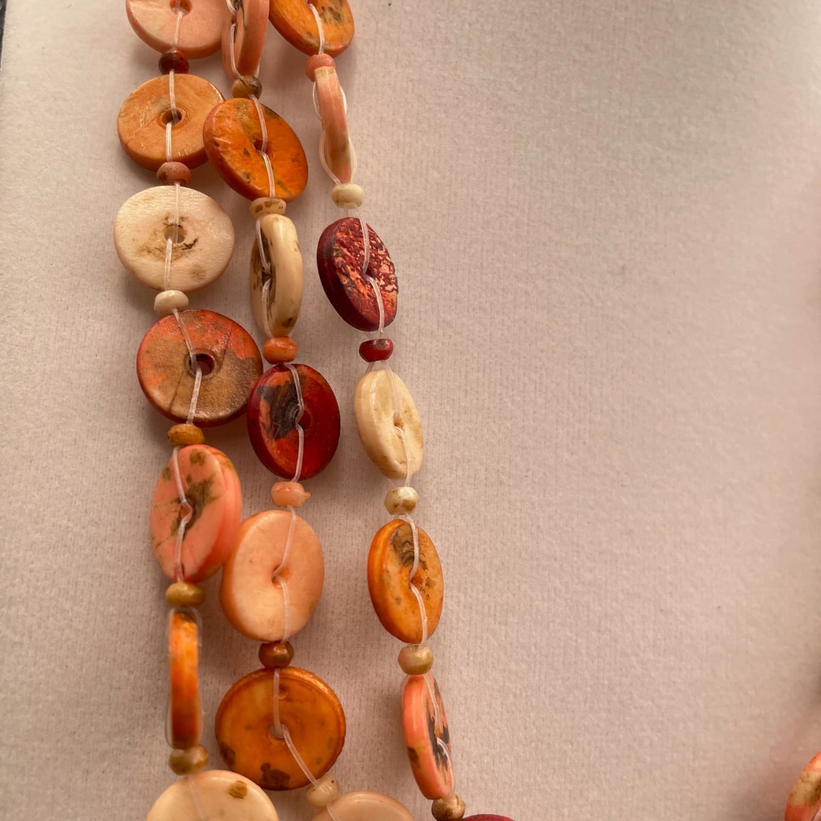 Vintage Multicolor Shell Nugget Nude Dyed Wood Lobster Beaded Necklace - 19" - Thumbnail 4