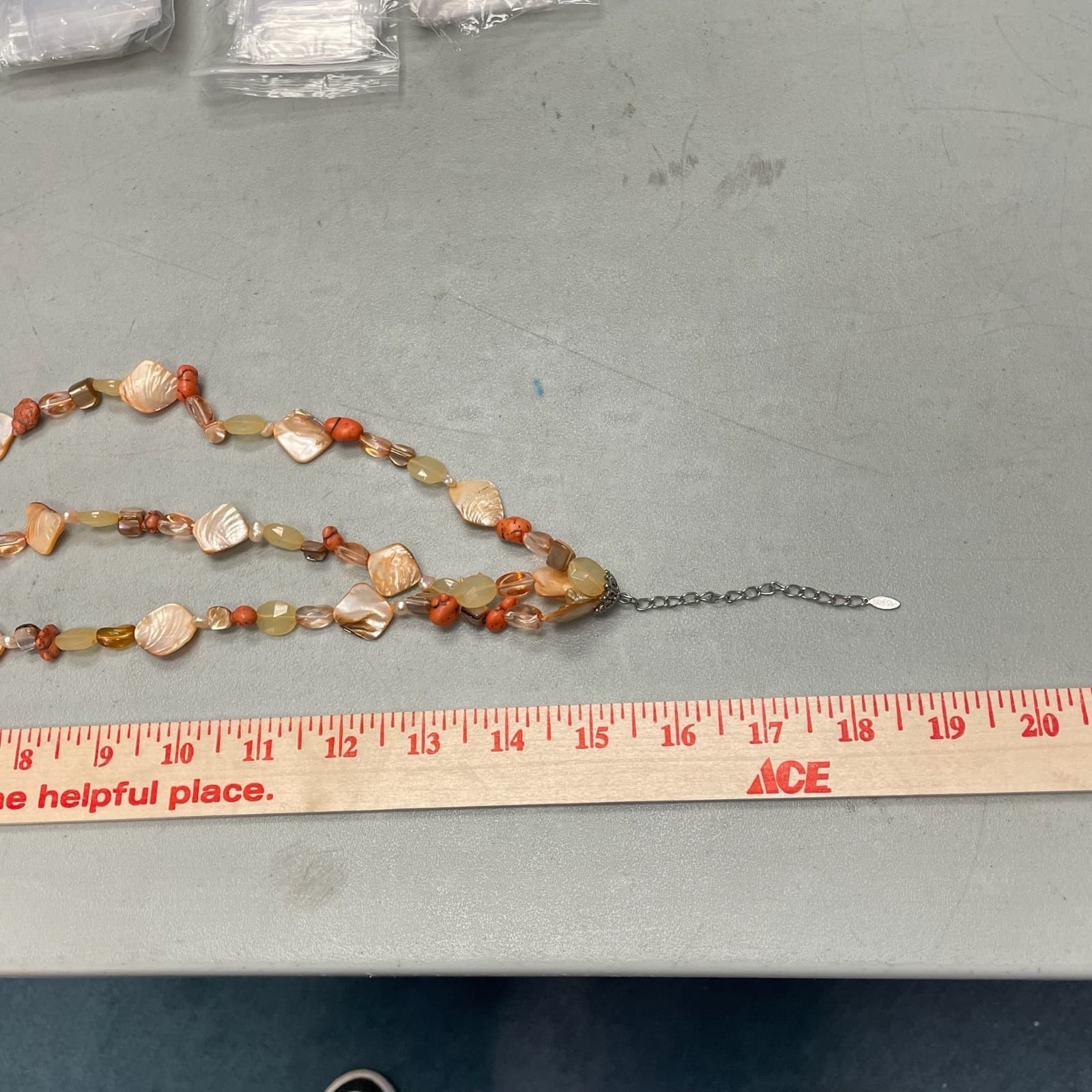 Vintage Dyed Mother-of-Pearl Sea Shell Rock Lobster Beaded Necklace - 19" - Thumbnail 13