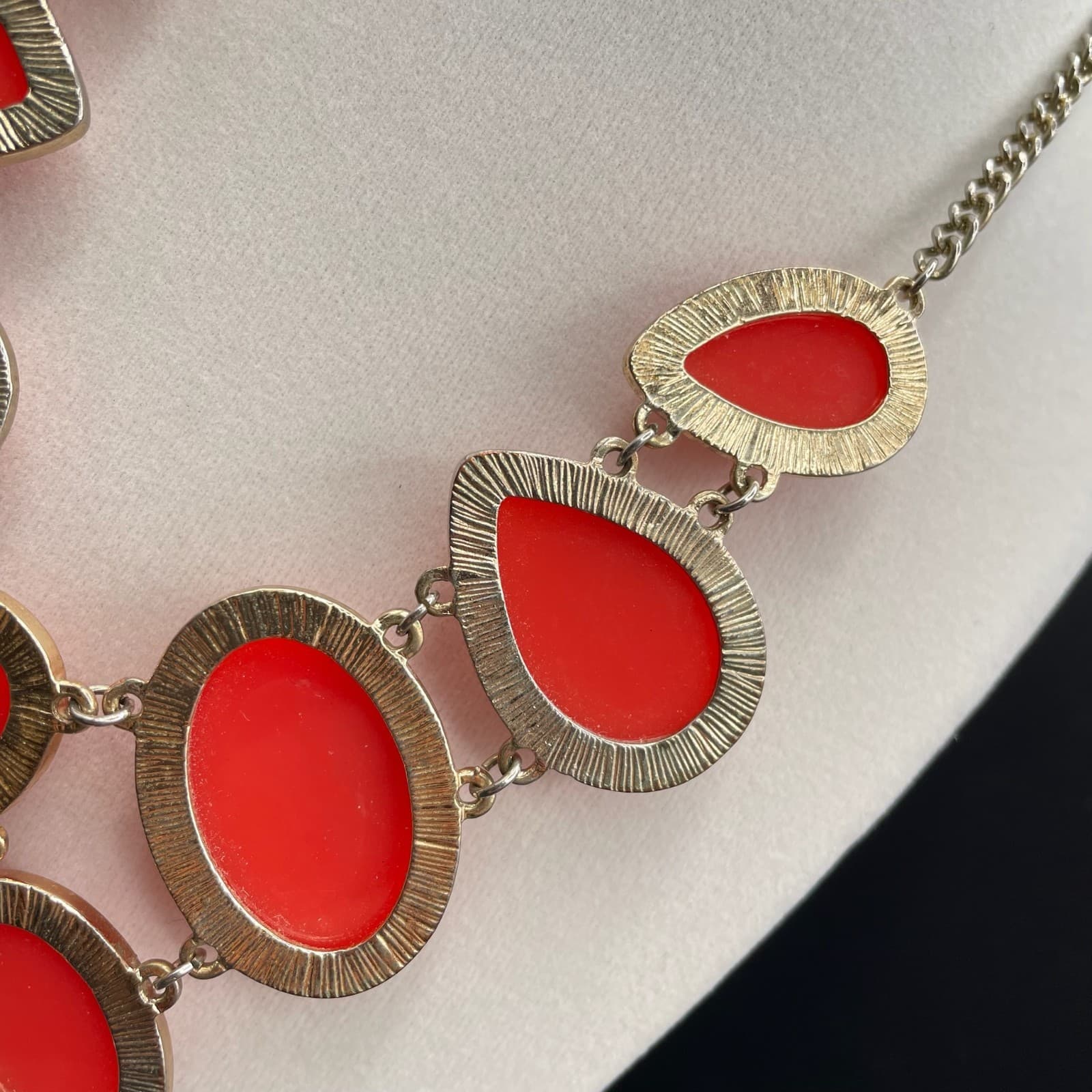 Vintage Handcrafted Orange Teardrop Fashion Bohemian Statement Bib Necklace - Thumbnail 12