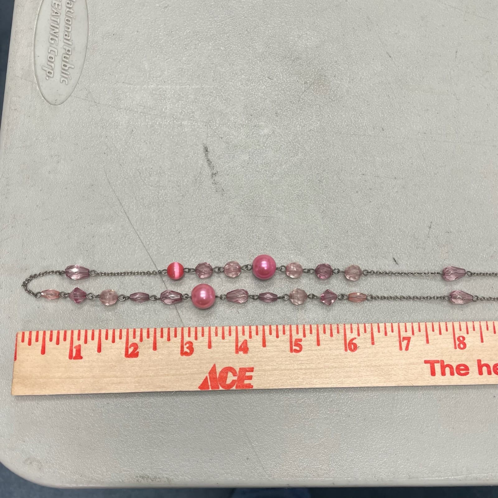 Vintage Pink Faux Pearl Crystal Glass Silver-Tone Classic Beaded Necklace - 30" - Thumbnail 12