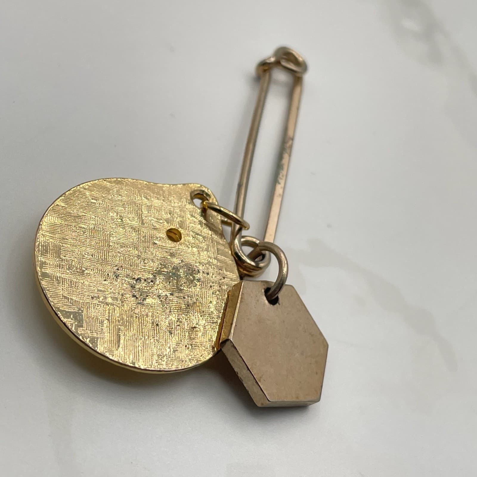 Vintage Gold-Tone Safety Lapel Pin Custom Photo Charm with Picture 60s - Thumbnail 15