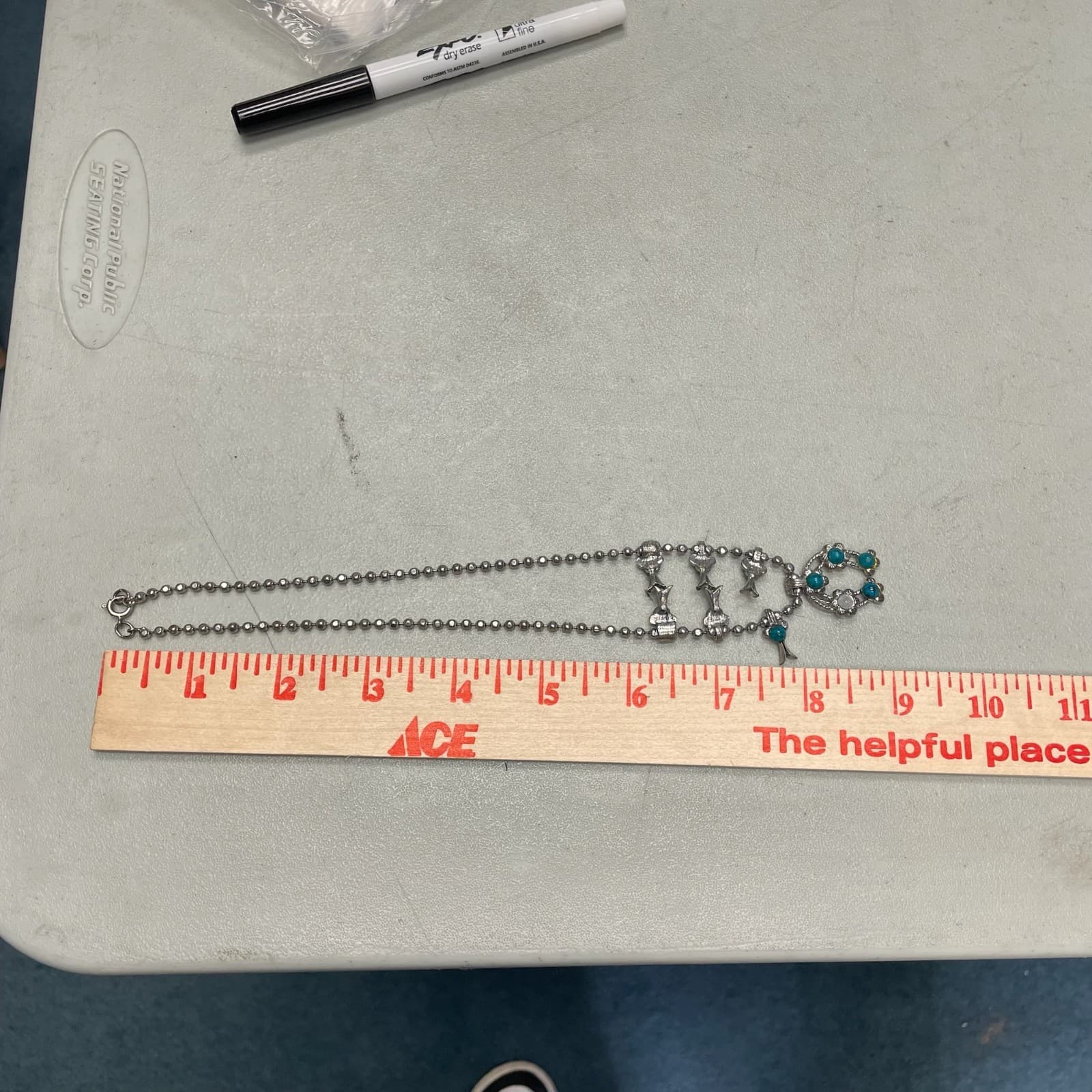 Vintage VTG Silver-Tone Lobster Turquoise Beaded Squash Blossom Naja Pendant - Thumbnail 13