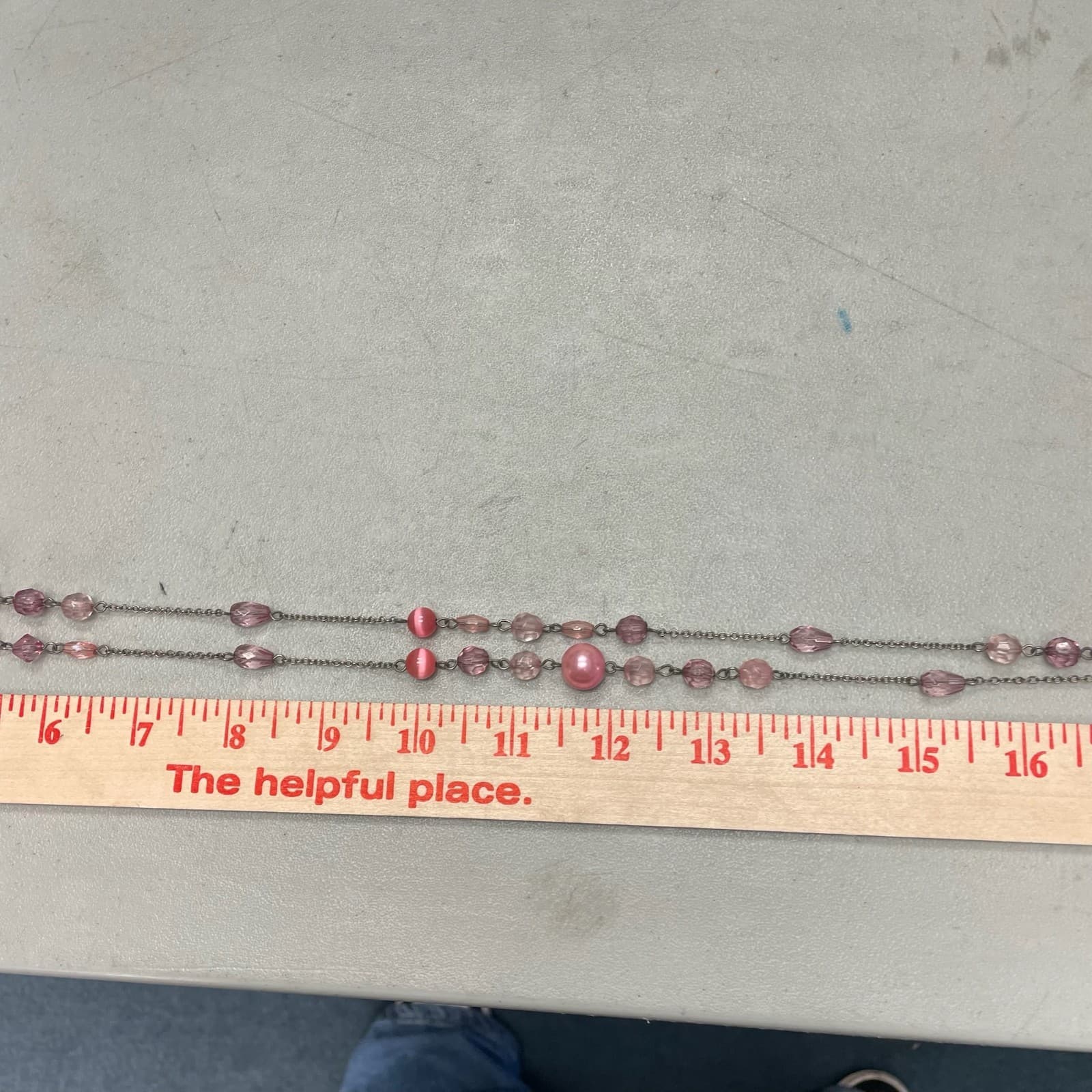 Vintage Pink Faux Pearl Crystal Glass Silver-Tone Classic Beaded Necklace - 30" - Thumbnail 13