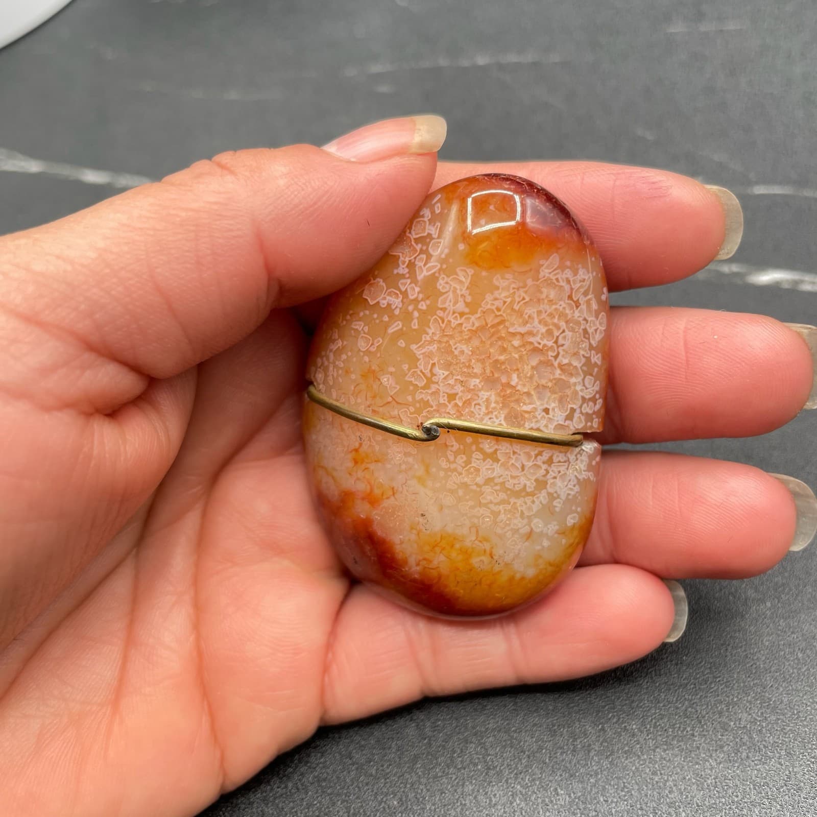 Vintage Carnelian Agate Polished Reddish-Orange Chalcedony Collectible Gemstone - Thumbnail 2