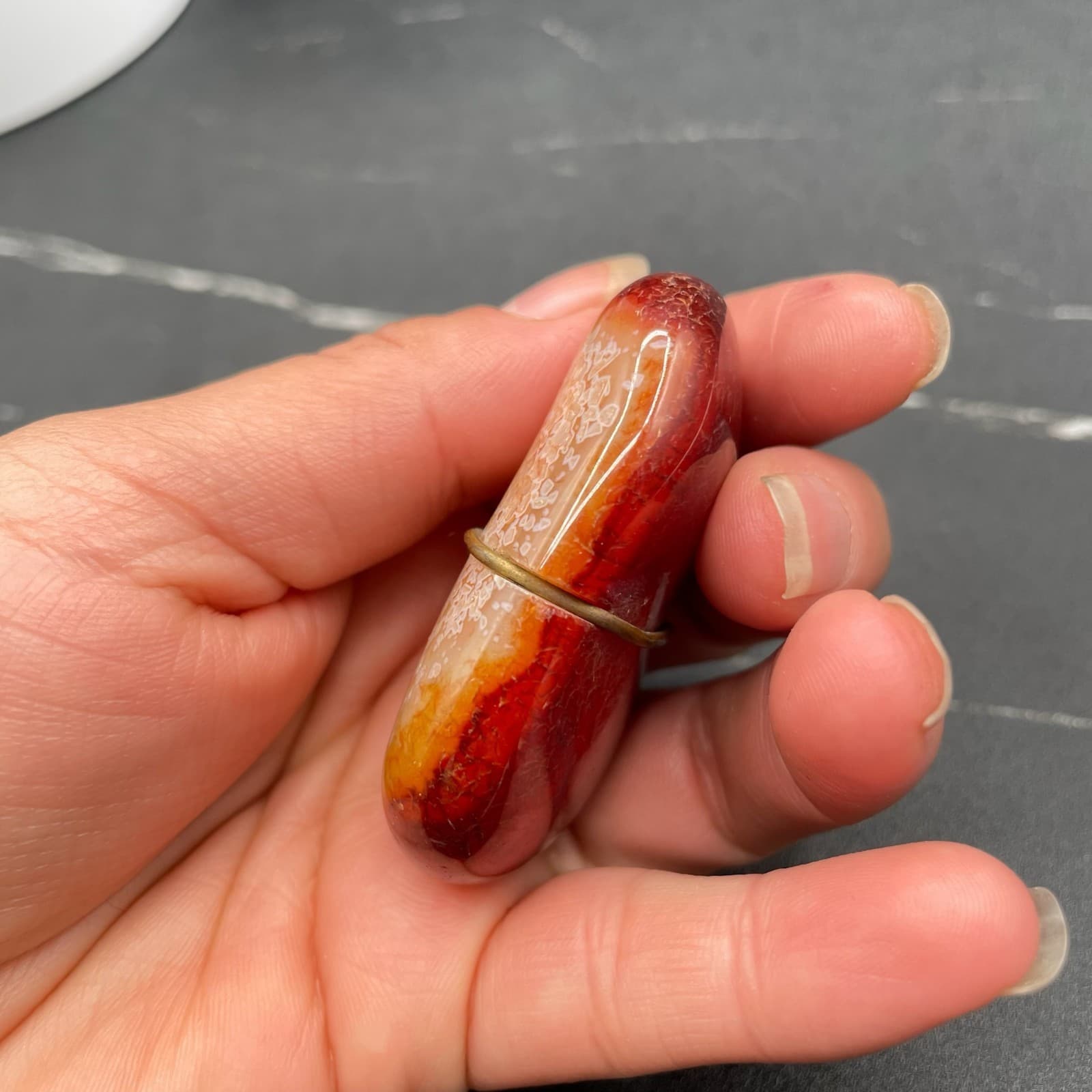 Vintage Carnelian Agate Polished Reddish-Orange Chalcedony Collectible Gemstone - Thumbnail 3