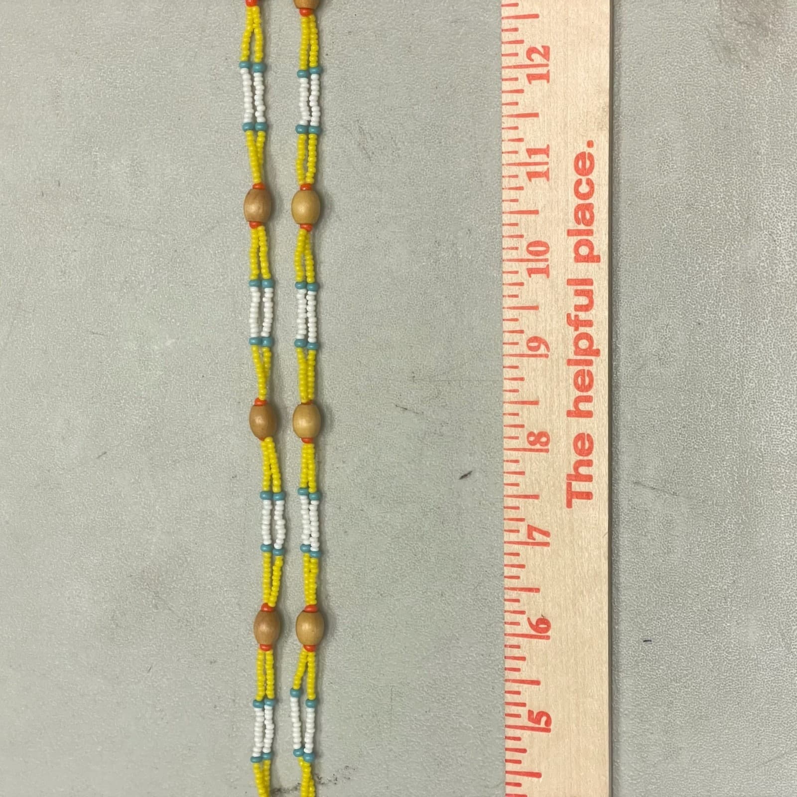 Vintage Glass Wood Thunderbird Motif Traditional Long Seed Beaded Necklace - 22" - Thumbnail 11