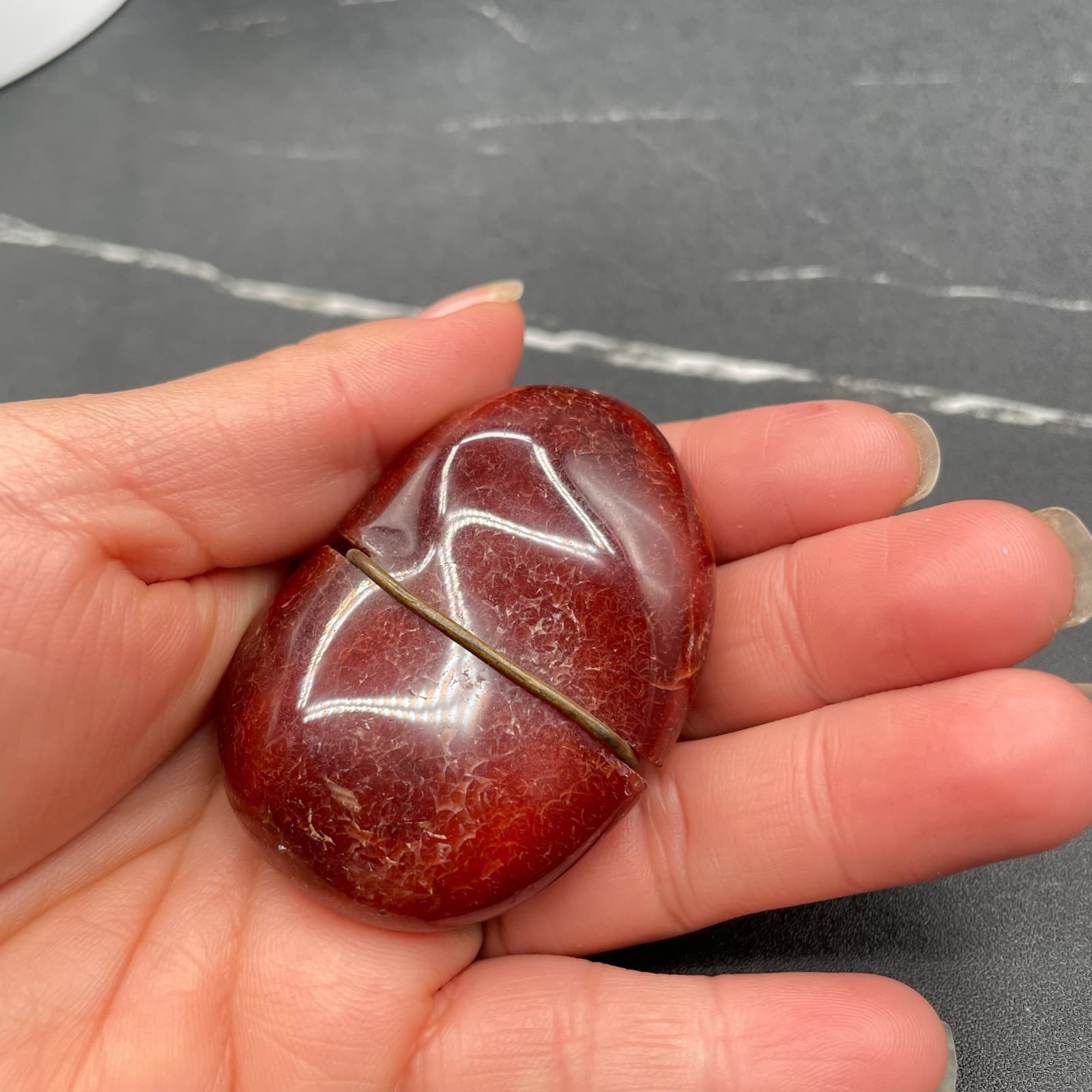 Vintage Carnelian Agate Polished Reddish-Orange Chalcedony Collectible Gemstone - Thumbnail 4