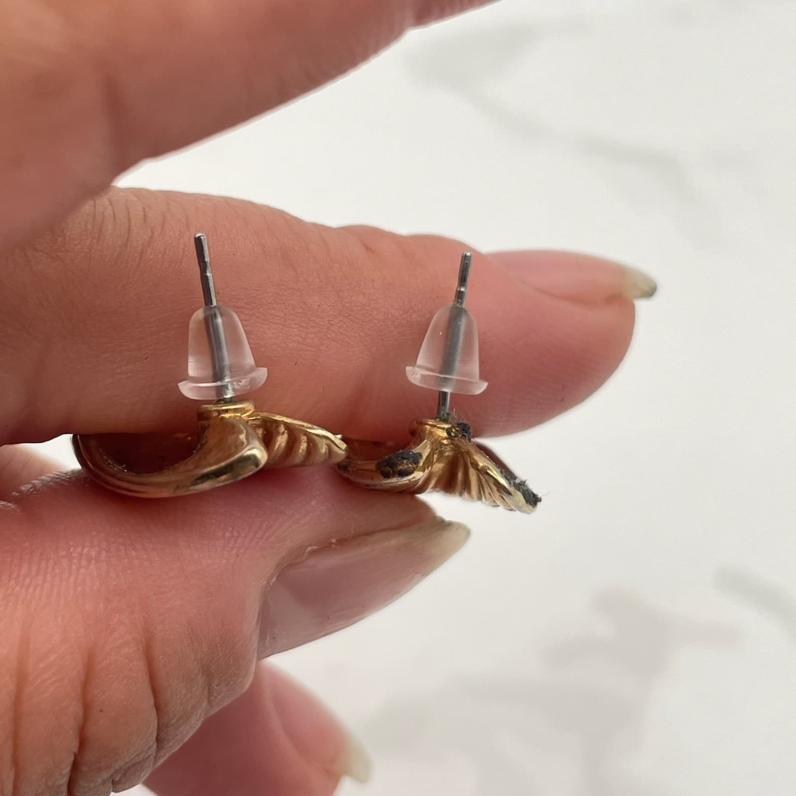 Vintage Gold-Tone Love Heart Puffy Leaf Stud Earrings Fashion Jewelry for Womens - Thumbnail 10