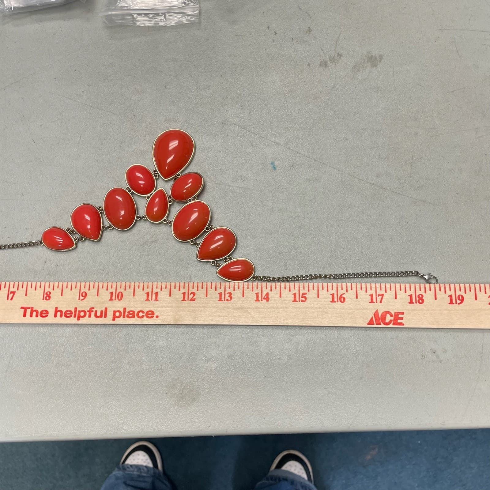 Vintage Handcrafted Orange Teardrop Fashion Bohemian Statement Bib Necklace - Thumbnail 3