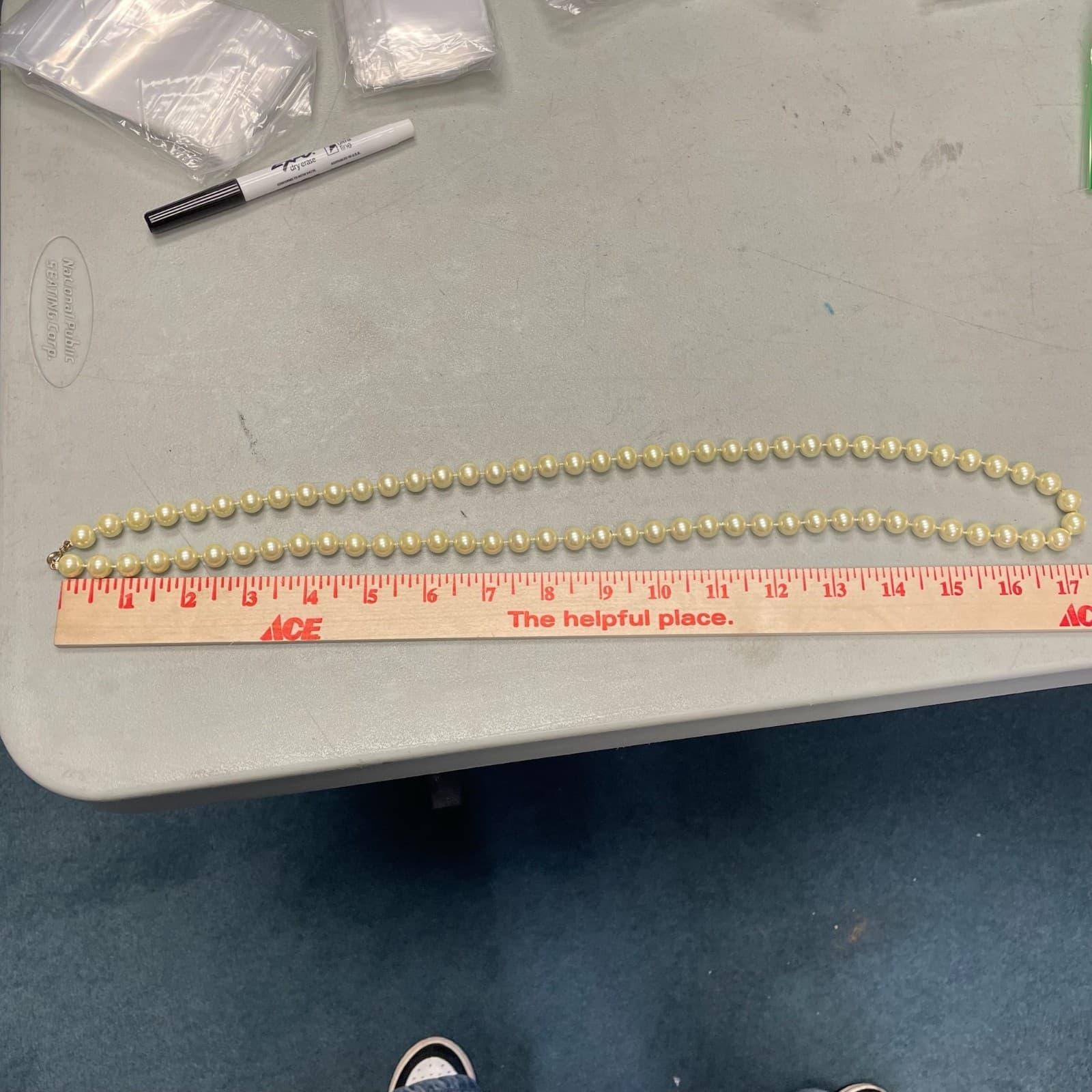 Vintage Gold-Tone Sea Faux Cream Pearl Plastic Lobster Beaded Necklace - 17" - Thumbnail 12