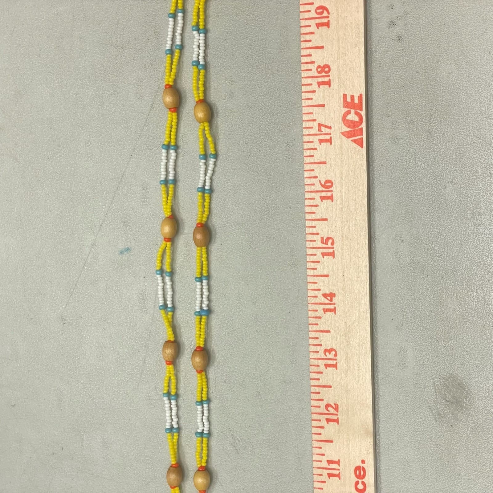 Vintage Glass Wood Thunderbird Motif Traditional Long Seed Beaded Necklace - 22" - Thumbnail 12