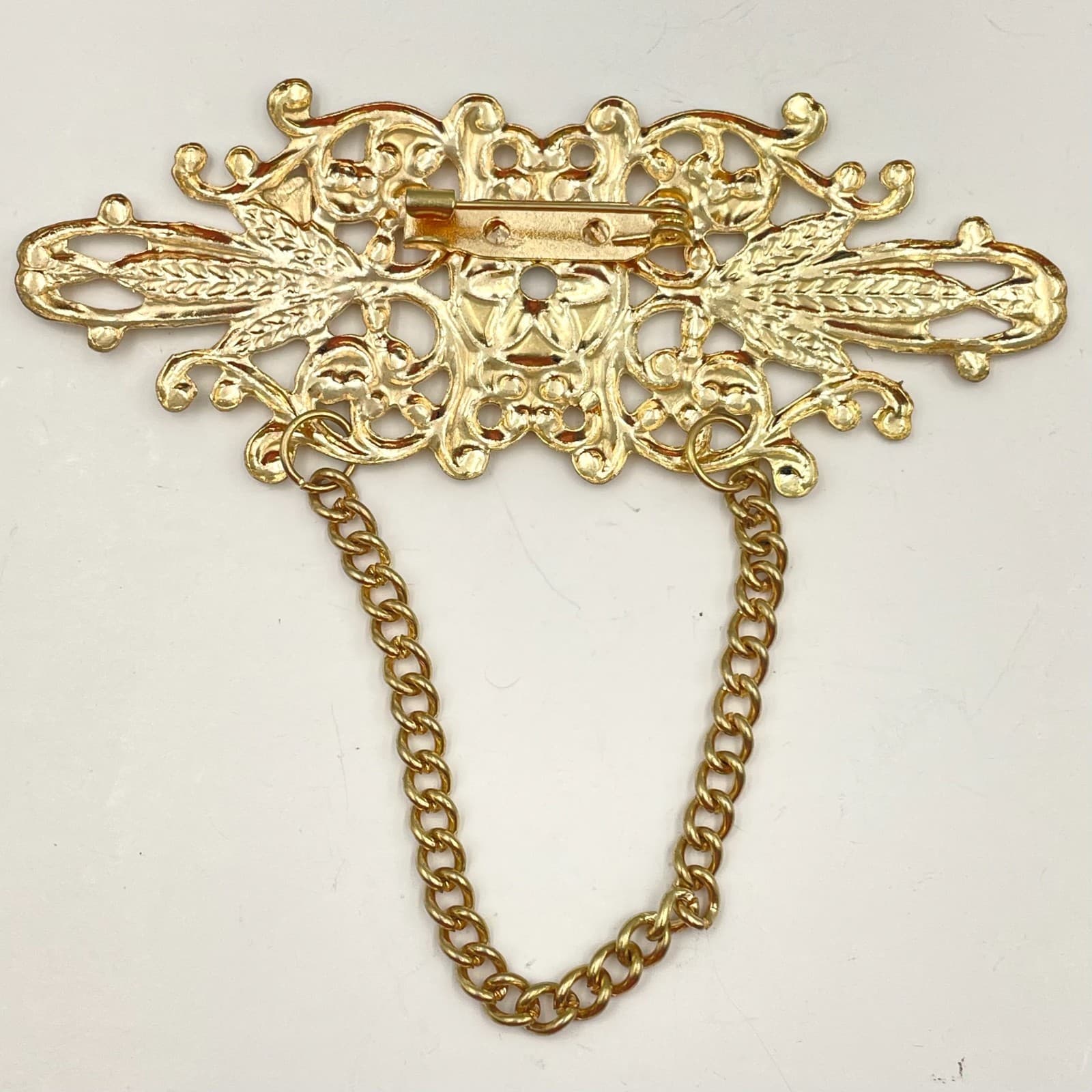 Vintage 80s Filigree Stacking Brooch Chain Adidas Bernadine Traditional Jewelry - Thumbnail 4