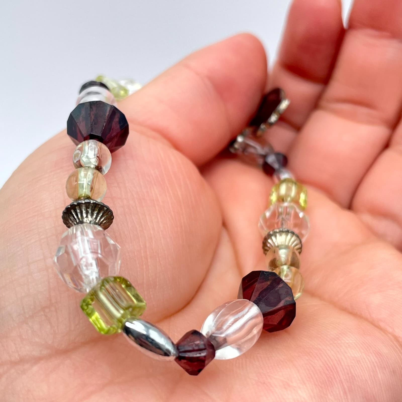 Contemporary Gold-Tone Classic Stretch Faceted Glass Beaded Cat Charm Bracelet - Thumbnail 10