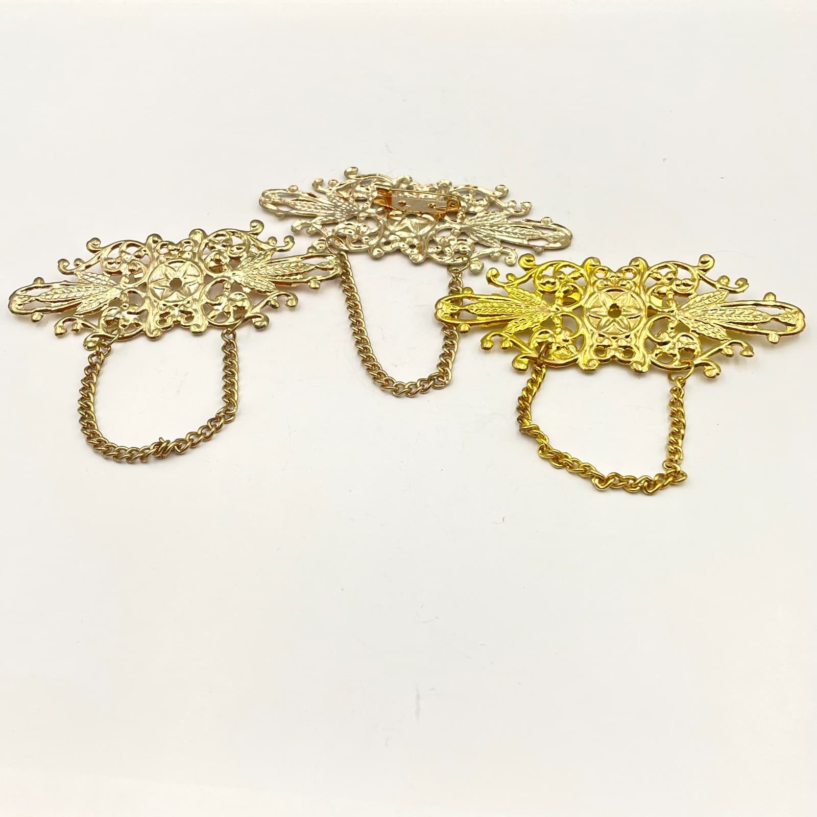 Vintage 80s Filigree Stacking Brooch Chain Adidas Bernadine Traditional Jewelry - Thumbnail 8