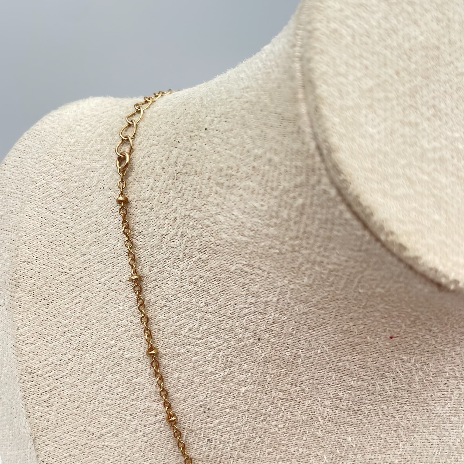 Vintage 90s Gold Fill Satellite Beaded Chain Necklace Dainty Minimalist Jewelry - Thumbnail 3
