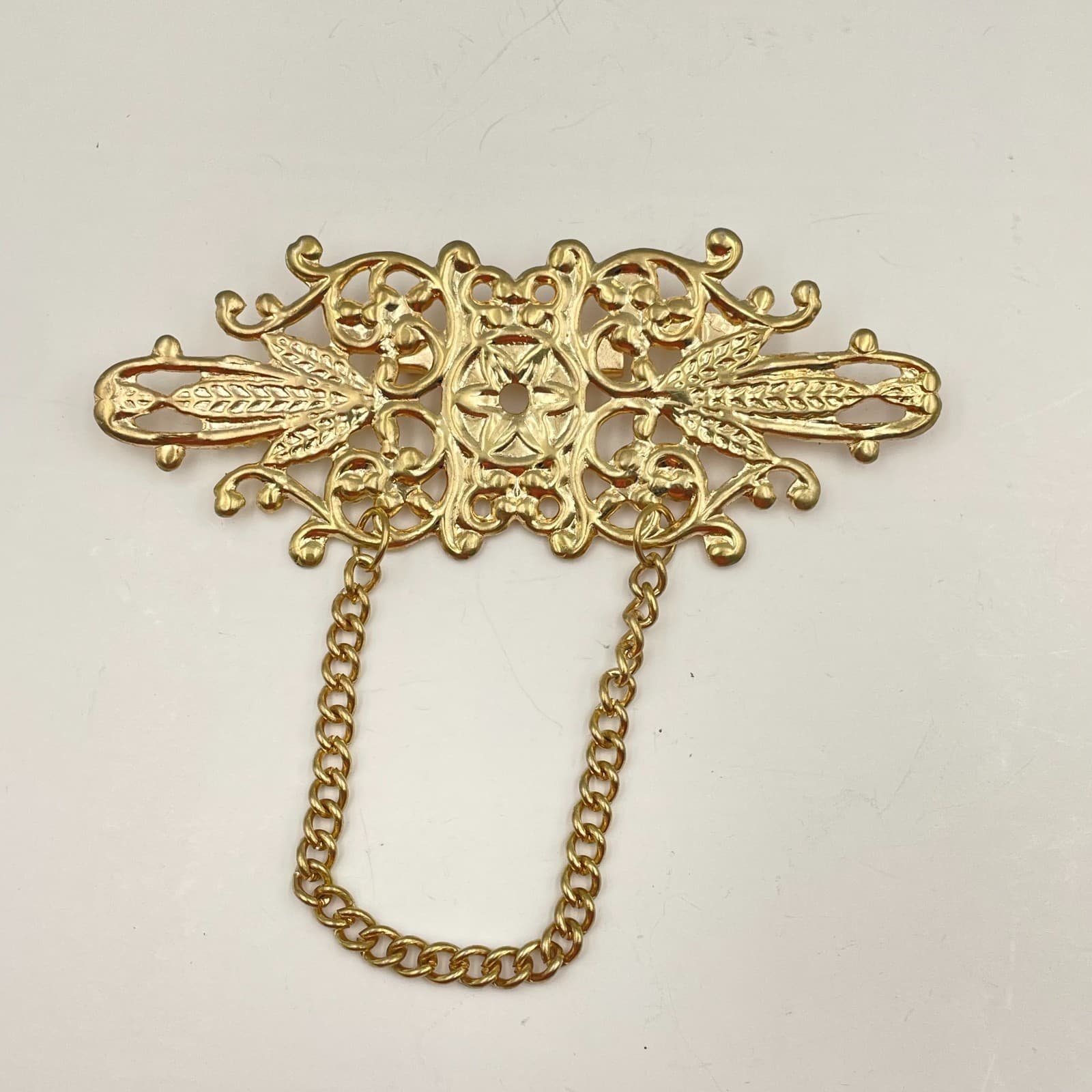 Vintage 80s Filigree Stacking Brooch Chain Adidas Bernadine Traditional Jewelry - Image 1