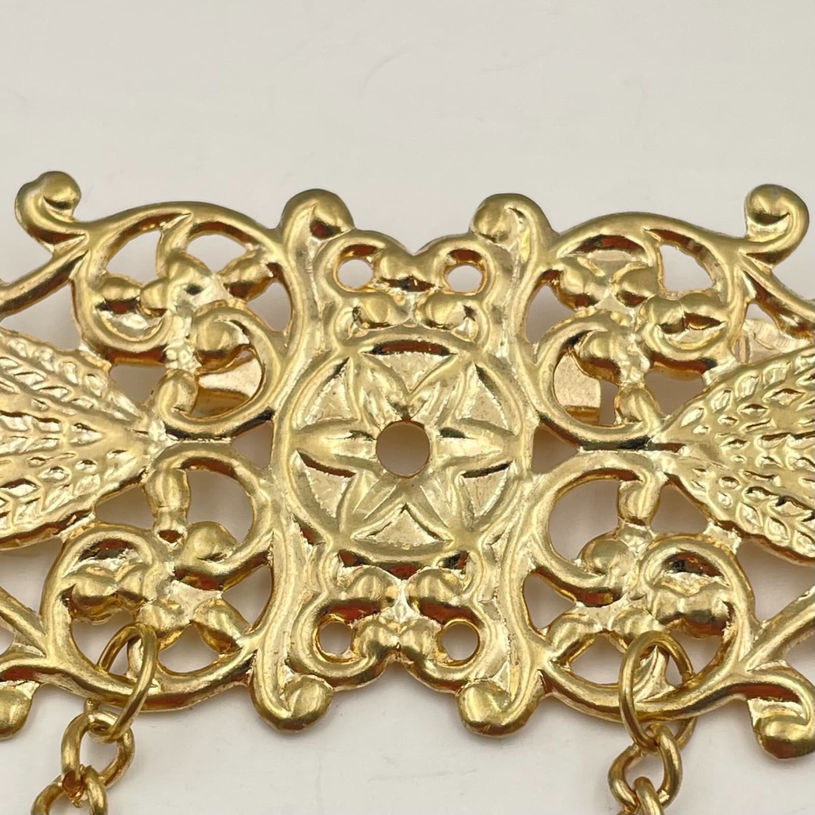 Vintage 80s Filigree Stacking Brooch Chain Adidas Bernadine Traditional Jewelry - Thumbnail 2