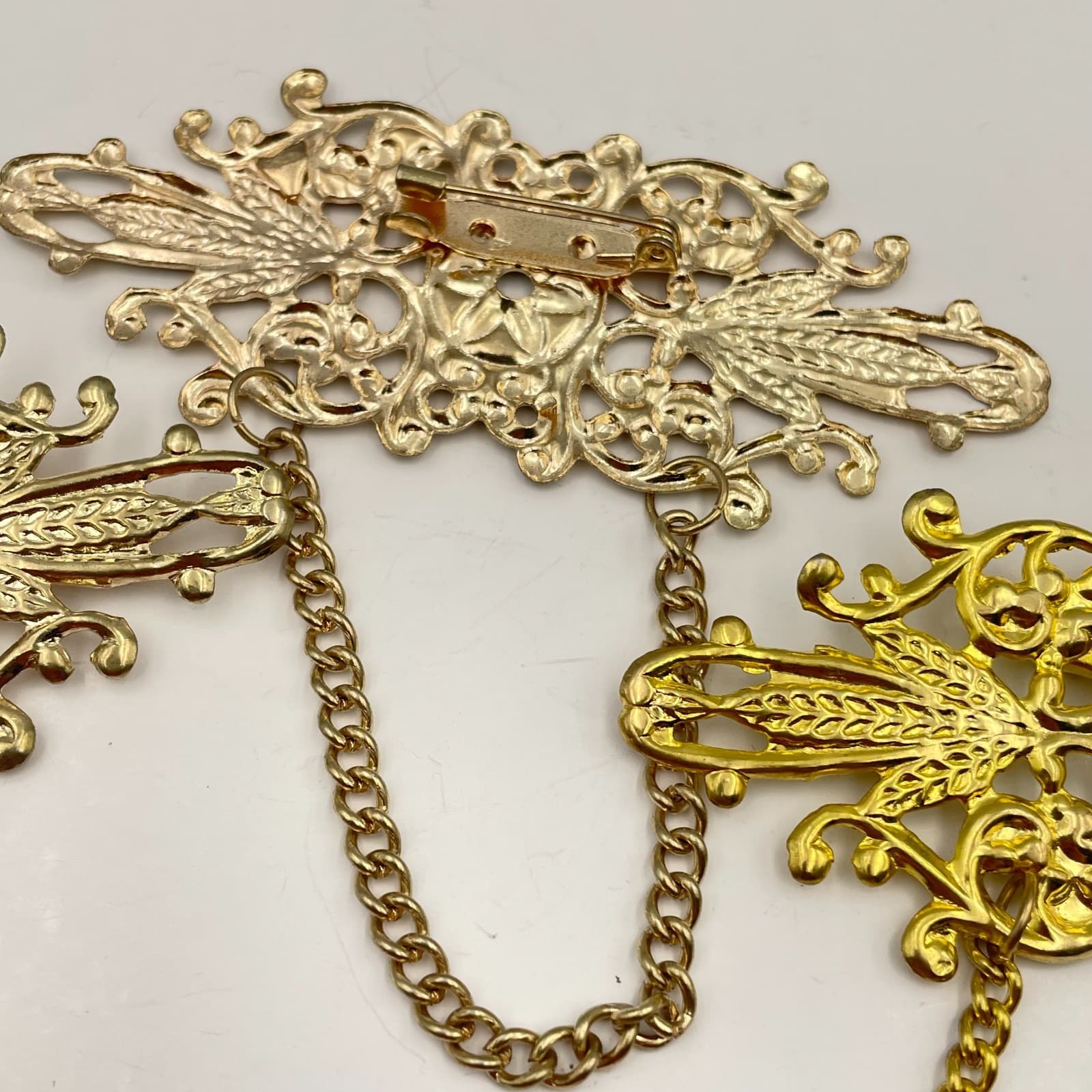 Vintage 80s Filigree Stacking Brooch Chain Adidas Bernadine Traditional Jewelry - Thumbnail 11