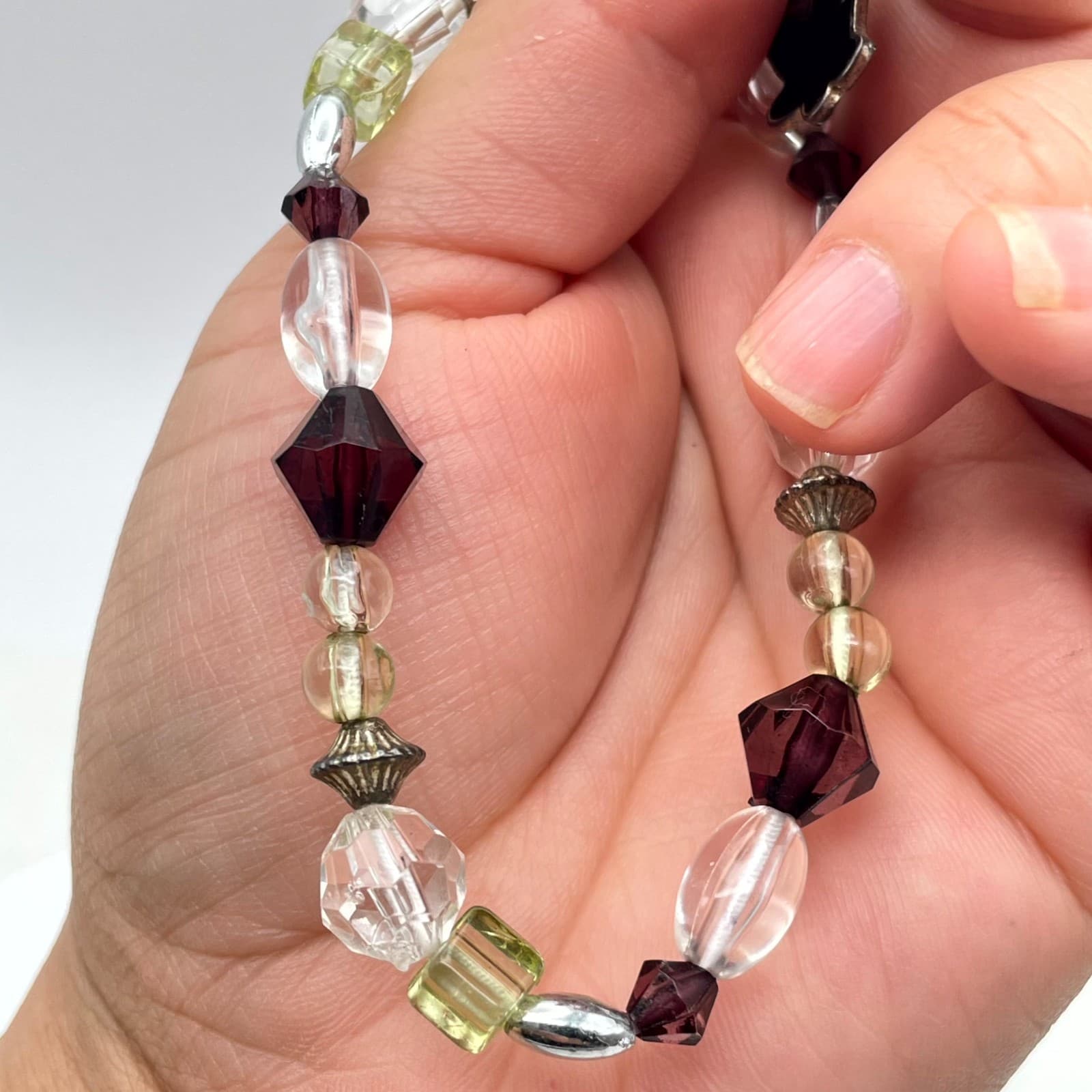 Contemporary Gold-Tone Classic Stretch Faceted Glass Beaded Cat Charm Bracelet - Thumbnail 9