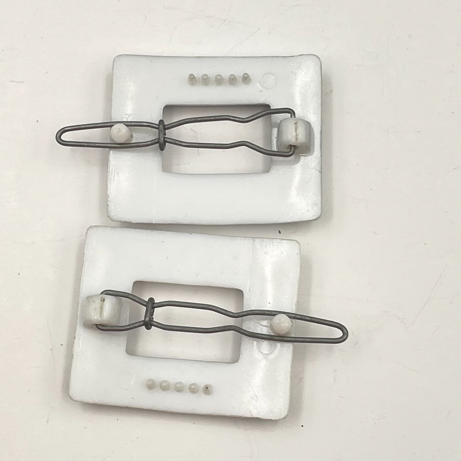 Vintage 70s Silver Rhinestone Square Buckle Slider Hair Clip Pair Style Jewelry - Thumbnail 4