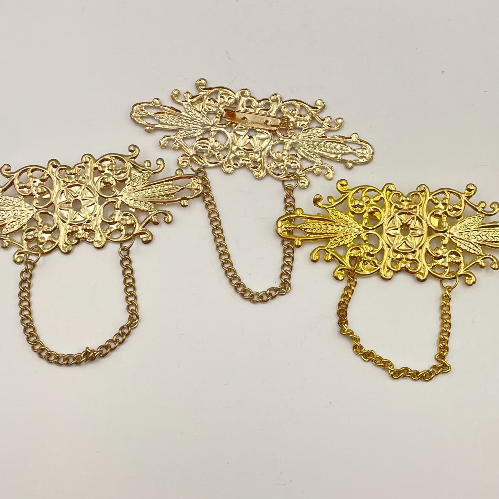 Vintage 80s Filigree Stacking Brooch Chain Adidas Bernadine Traditional Jewelry - Thumbnail 9