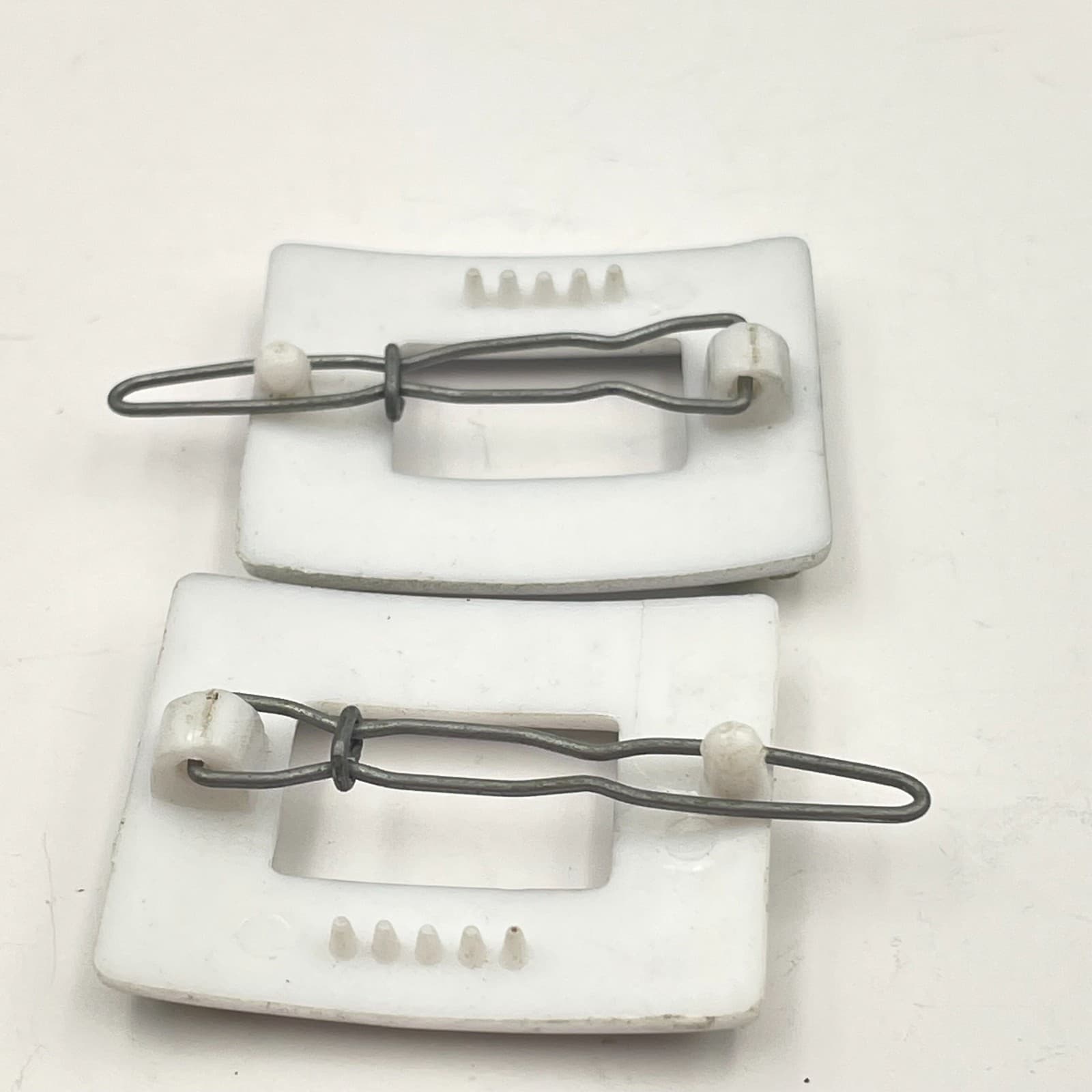 Vintage 70s Silver Rhinestone Square Buckle Slider Hair Clip Pair Style Jewelry - Thumbnail 5