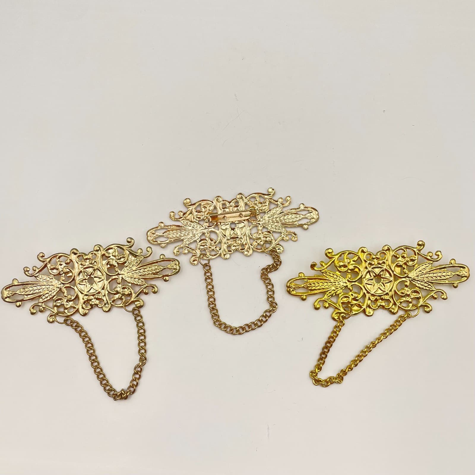 Vintage 80s Filigree Stacking Brooch Chain Adidas Bernadine Traditional Jewelry - Thumbnail 5