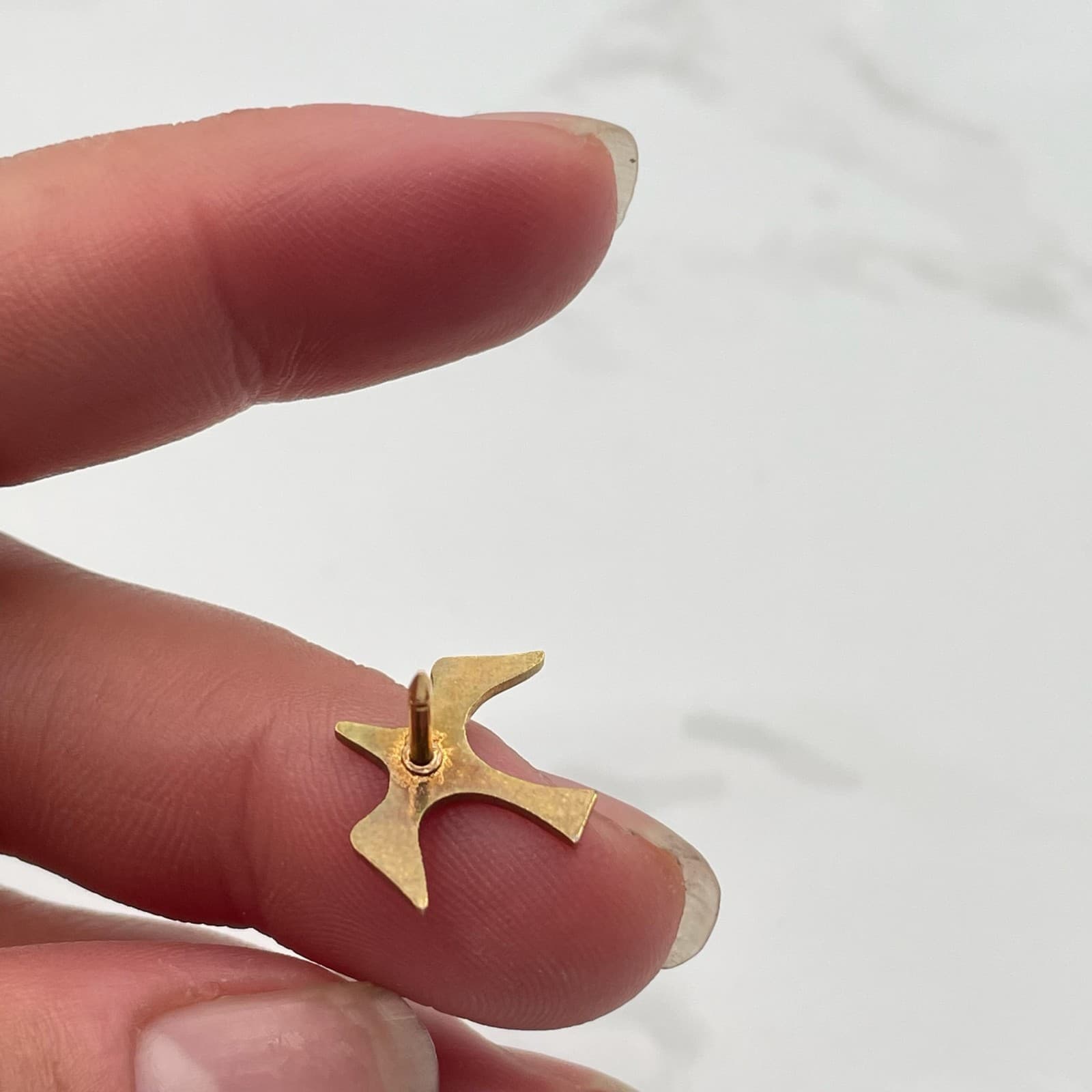 Vintage Gold Tone Abstract Bird Dove Lapel Pin Brooch Minimalist Estate Jewelry - Thumbnail 6