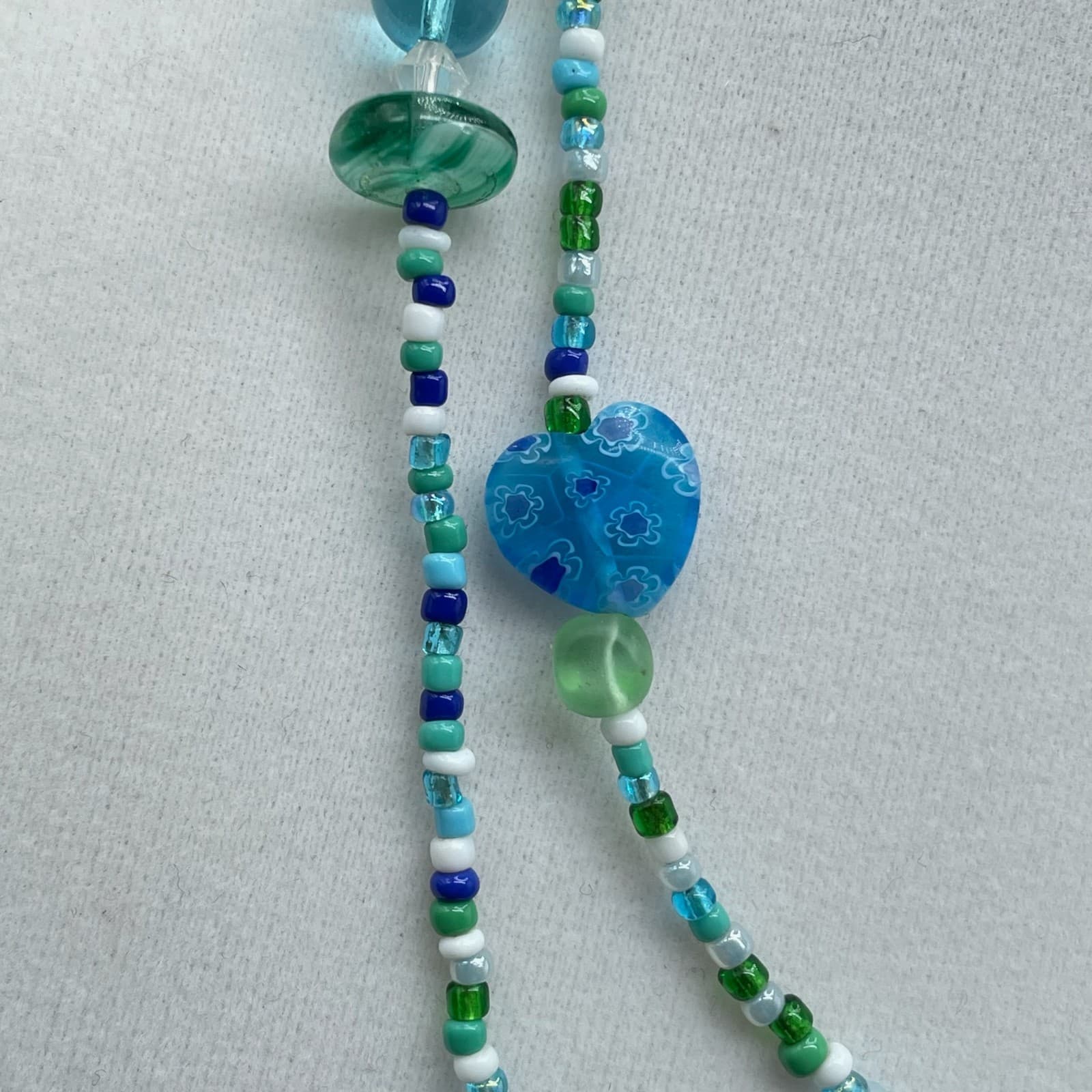 Vintage Teal Fashion Classic African Vinyl Disc Double-Stranded Beaded Necklace - Thumbnail 9