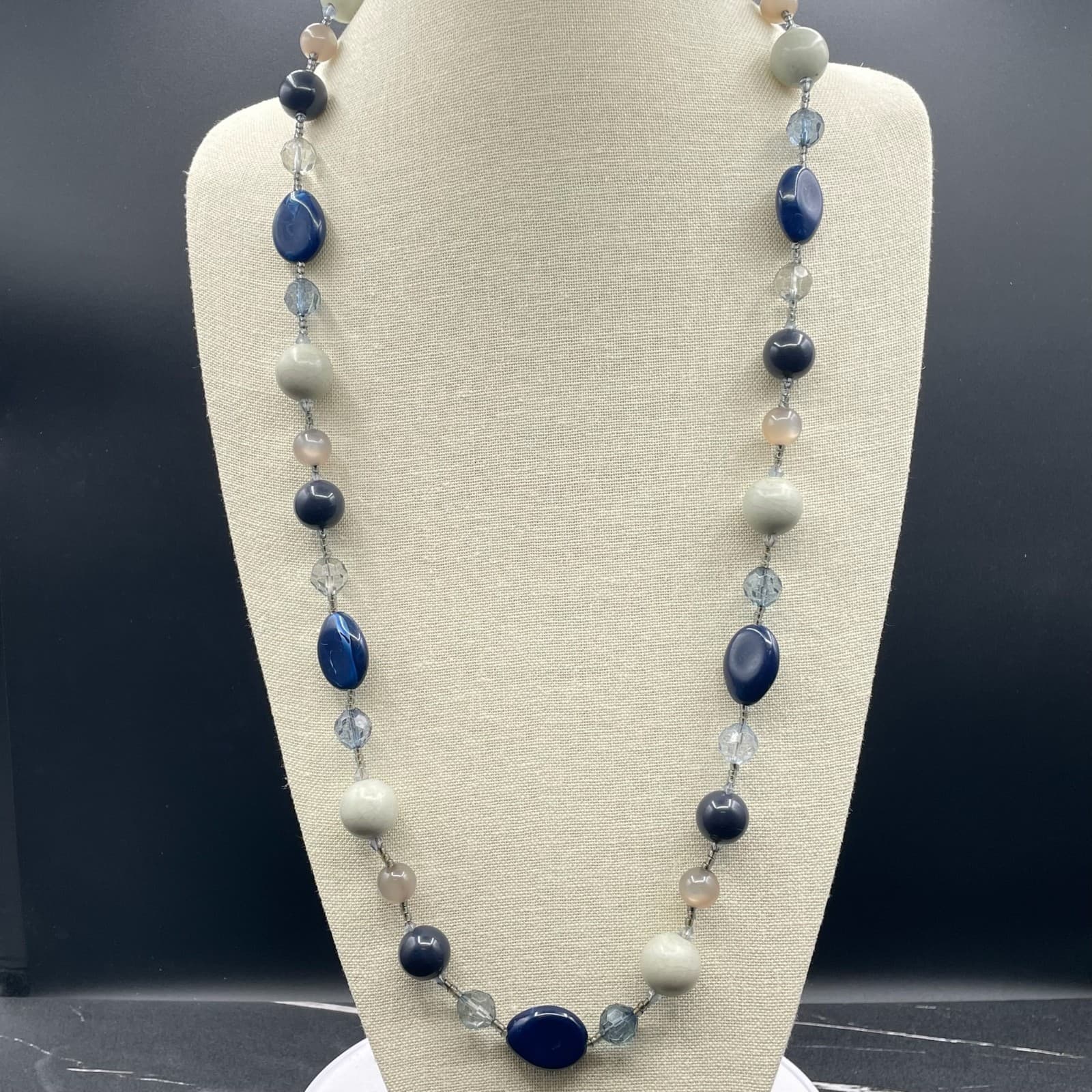 Vintage Handmade Womens Multi-Colored Mother Of Pearl Parcel & Glass Necklace - Thumbnail 2