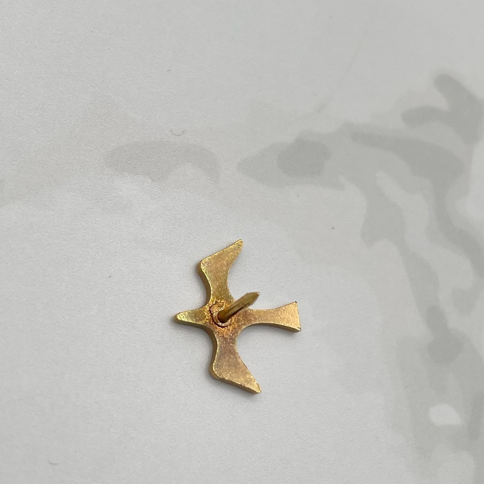 Vintage Gold Tone Abstract Bird Dove Lapel Pin Brooch Minimalist Estate Jewelry - Thumbnail 9