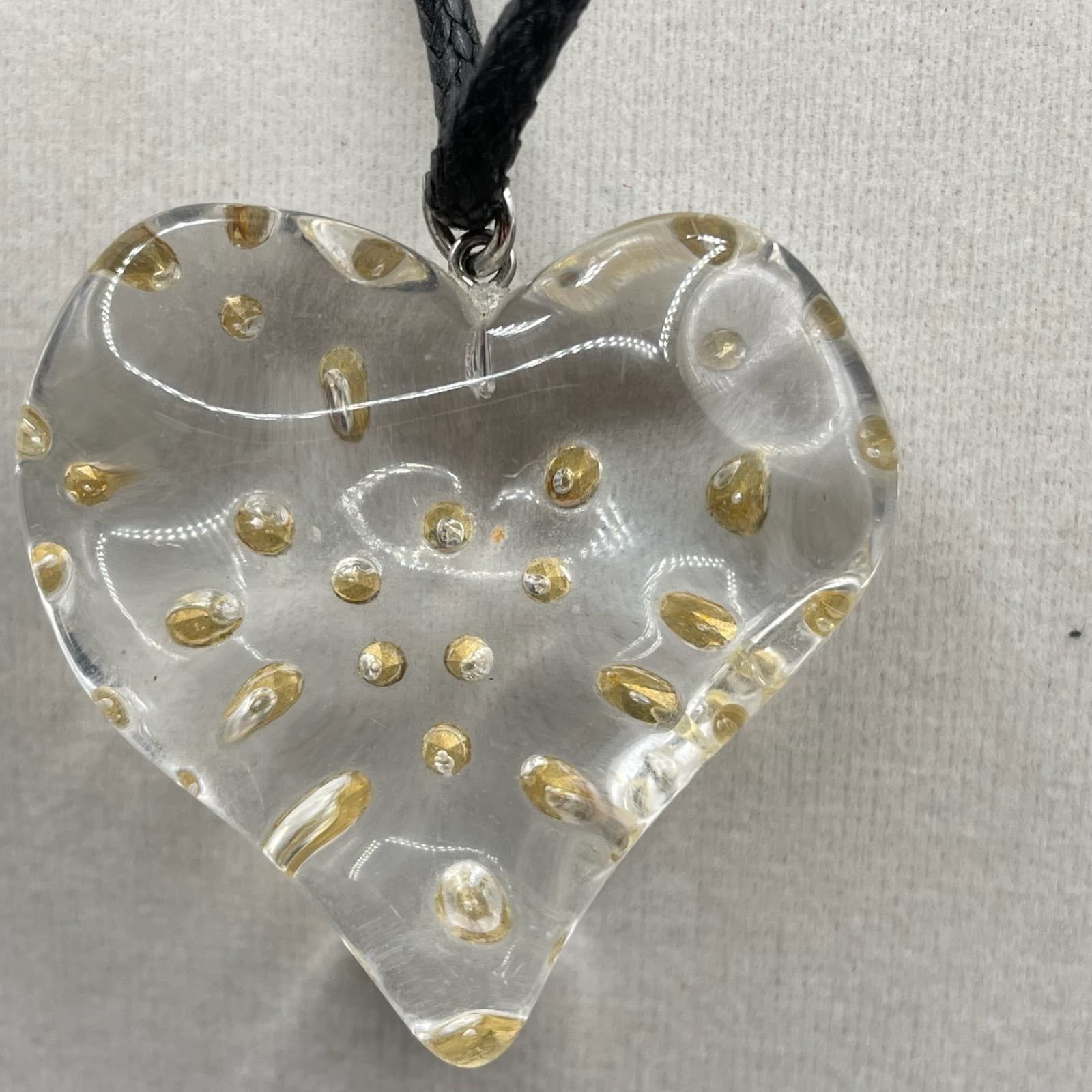 Vera Bradley Silver-Tone Black Cord Faceted Clear Glass Heart Pendant Necklace - Thumbnail 7