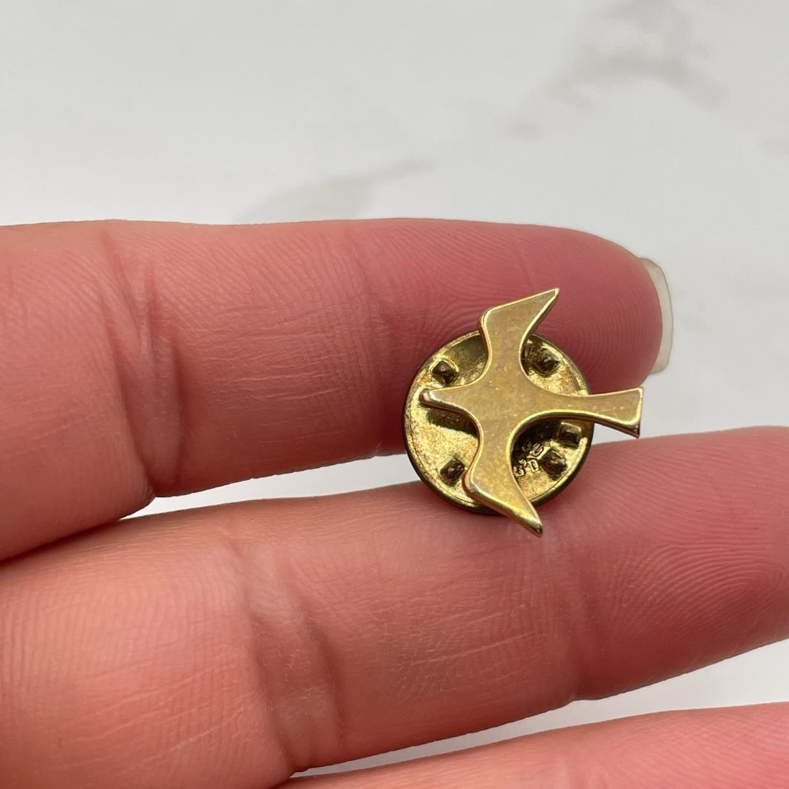 Vintage Gold Tone Abstract Bird Dove Lapel Pin Brooch Minimalist Estate Jewelry - Thumbnail 4