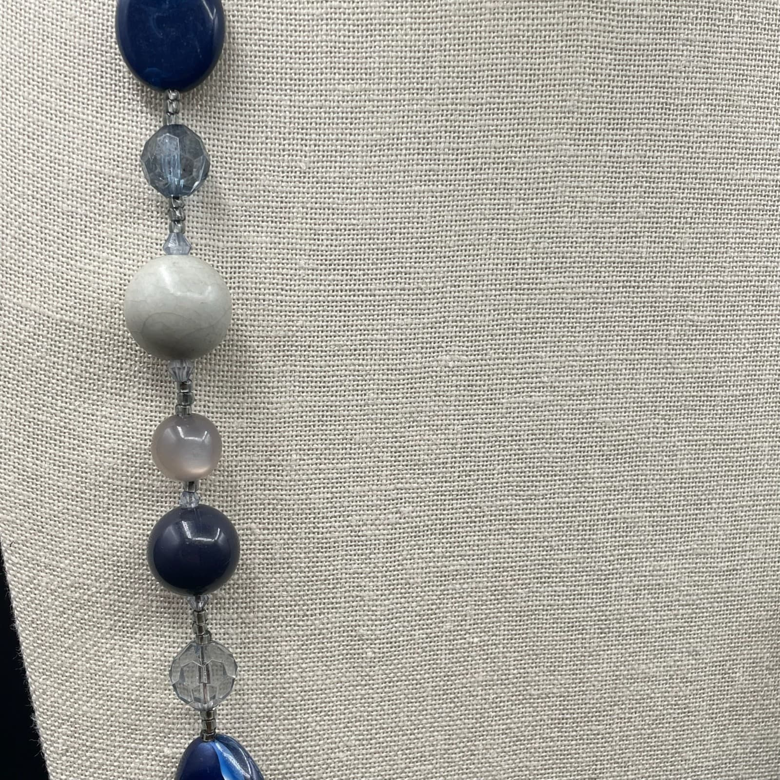 Vintage Handmade Womens Multi-Colored Mother Of Pearl Parcel & Glass Necklace - Thumbnail 4